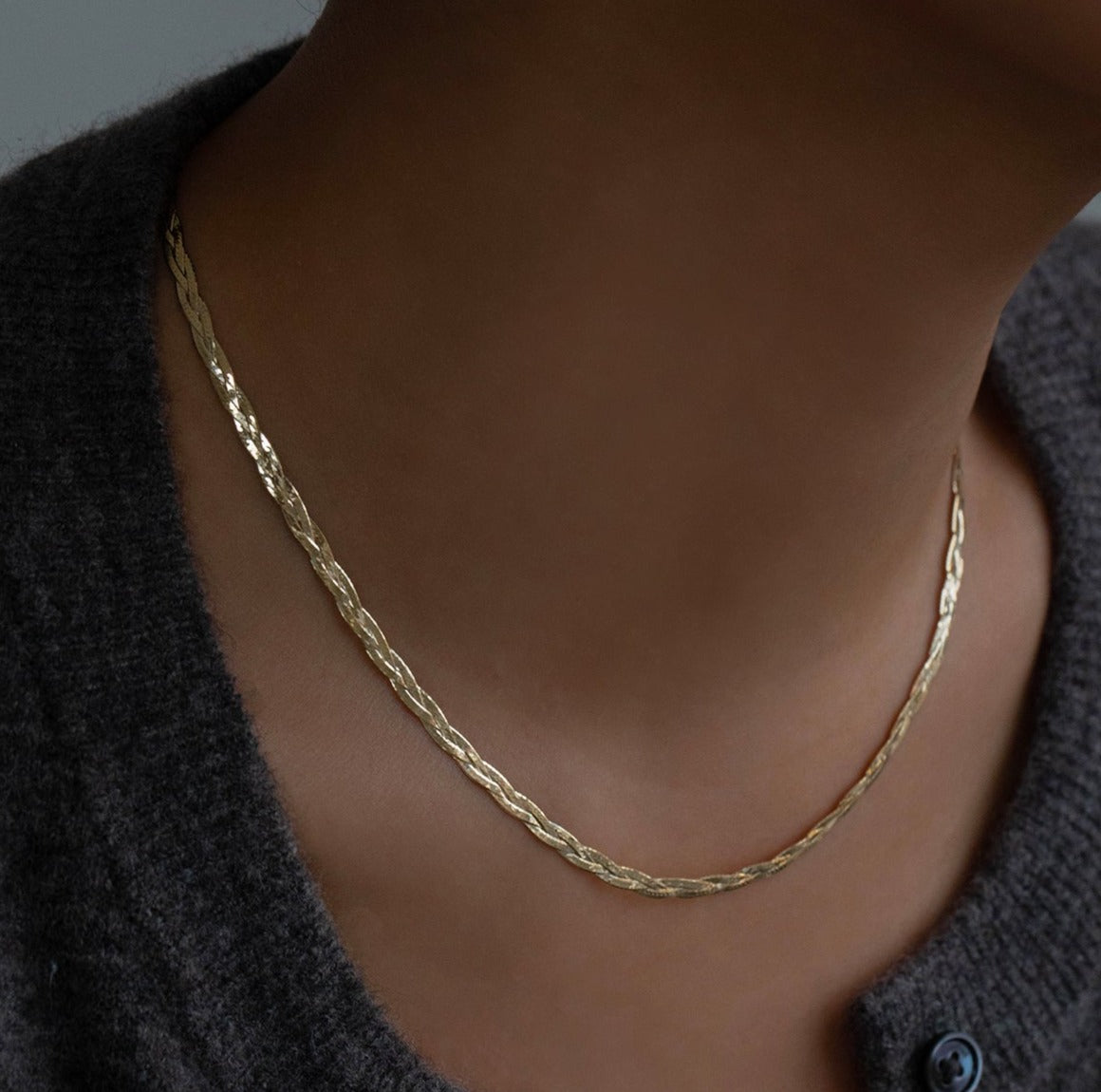 Braided Herringbone 10K Necklace