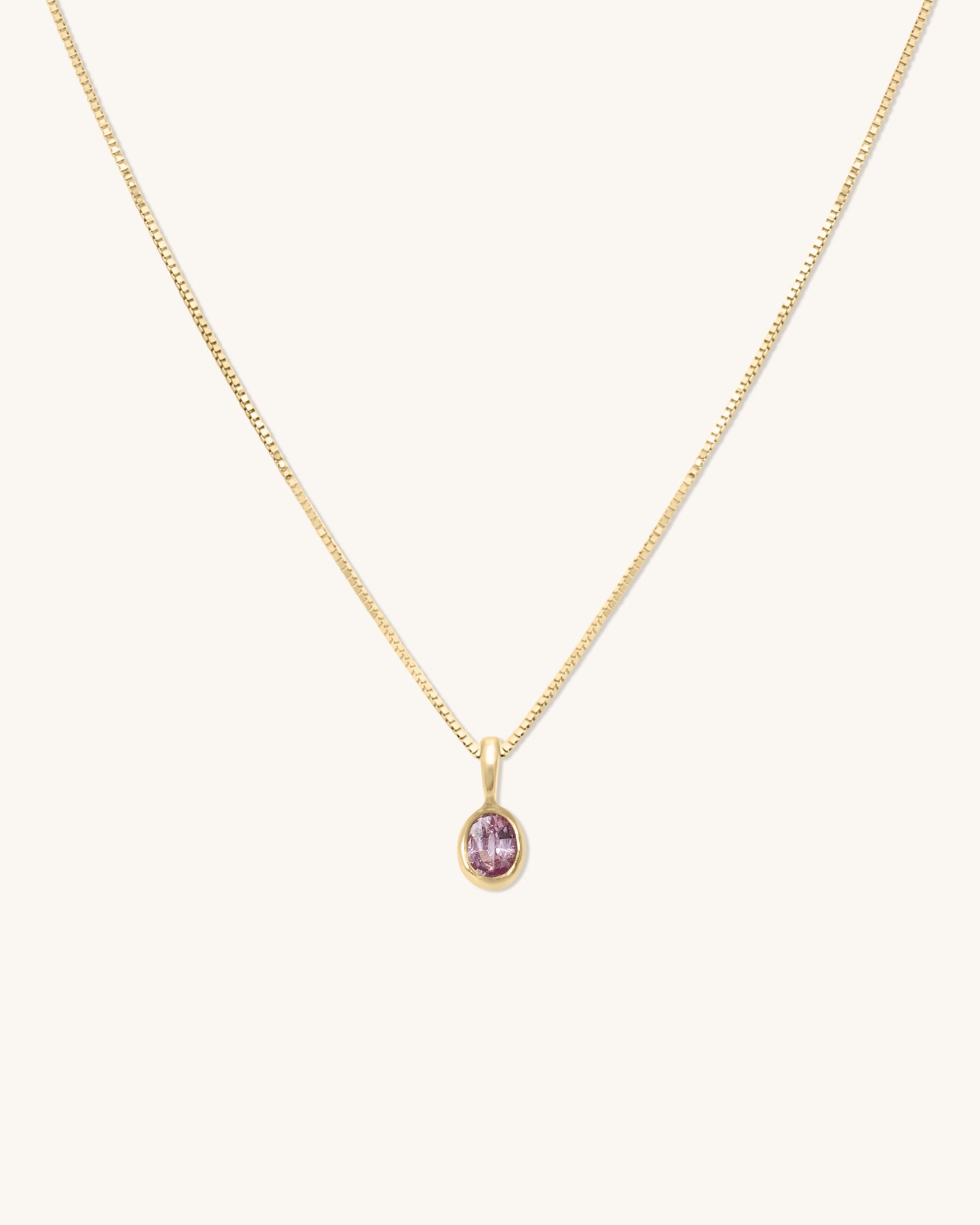 Petite Oval Pink Sapphire Necklace