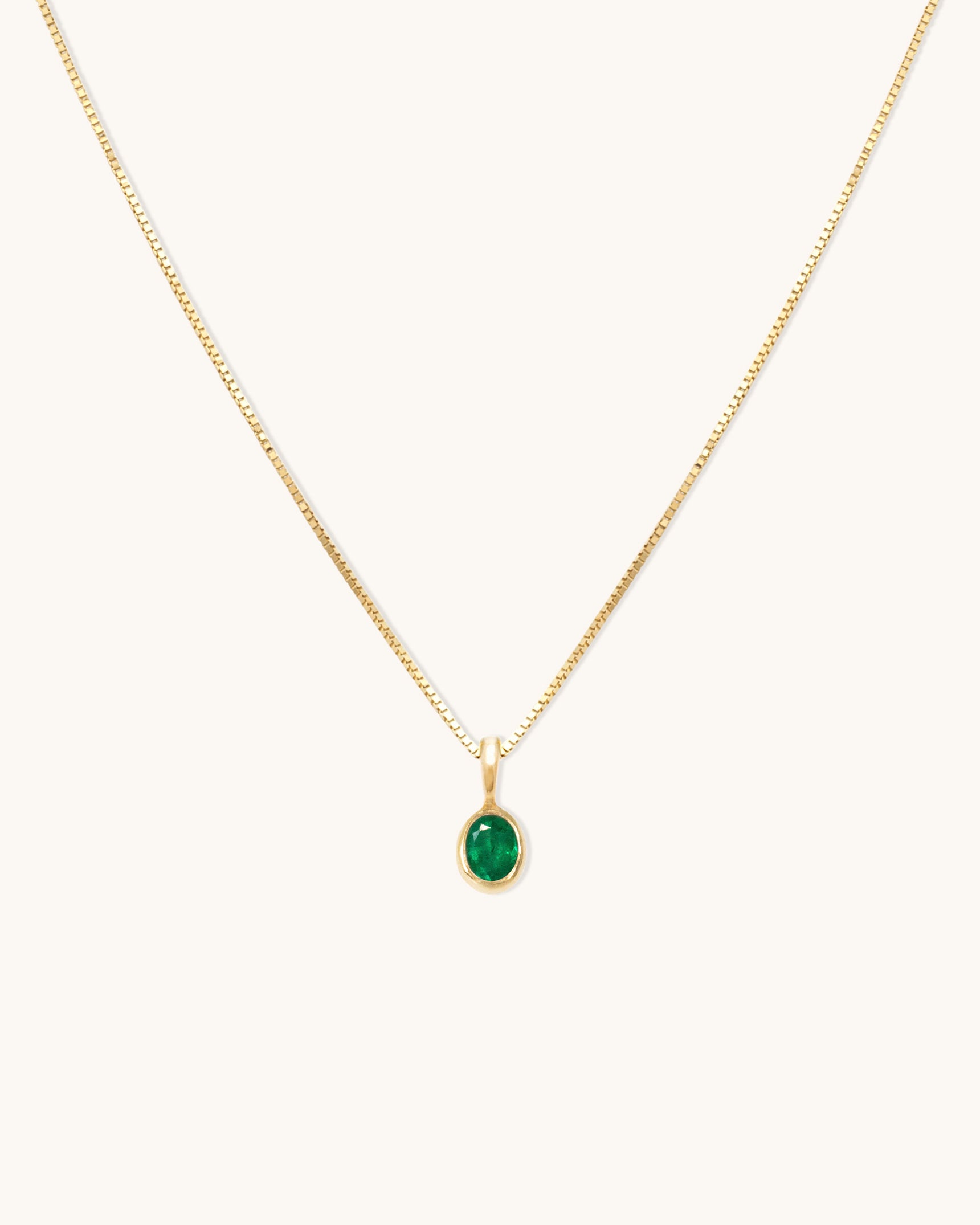 Petite Oval Emerald Necklace