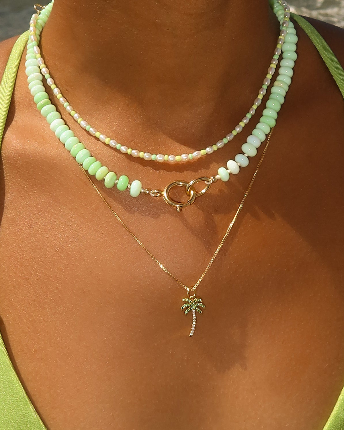 Bright Lime Opal Gemstone Necklace