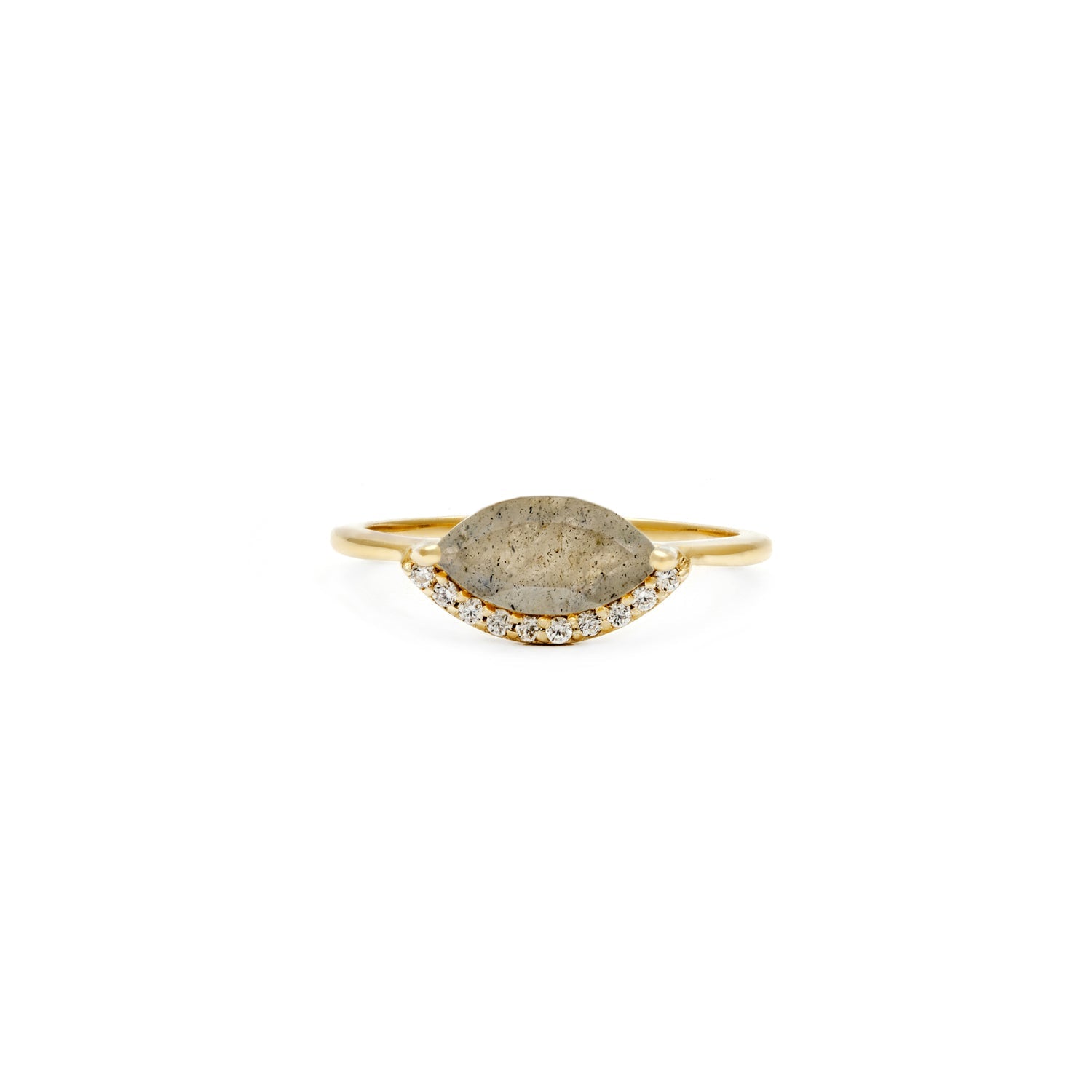 Leah Alexandra marquis shaped labradorite gold ring