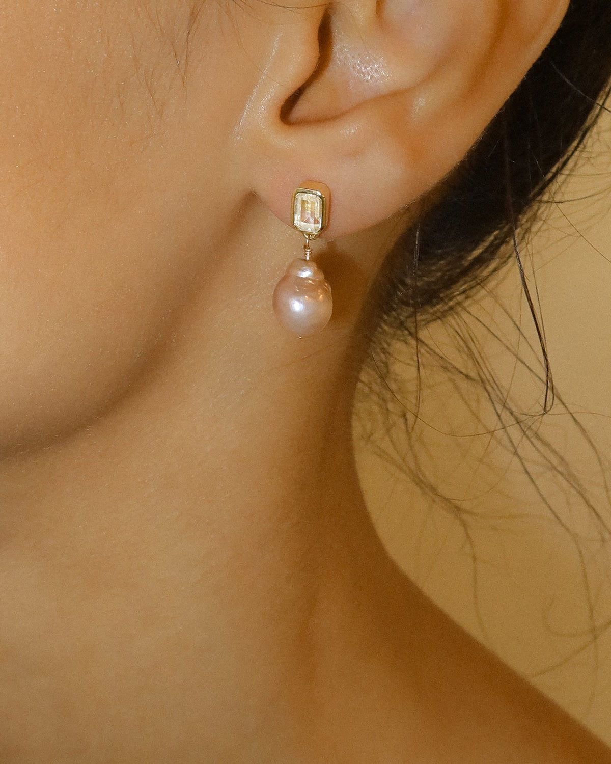 White Topaz Baroque Petite Drop