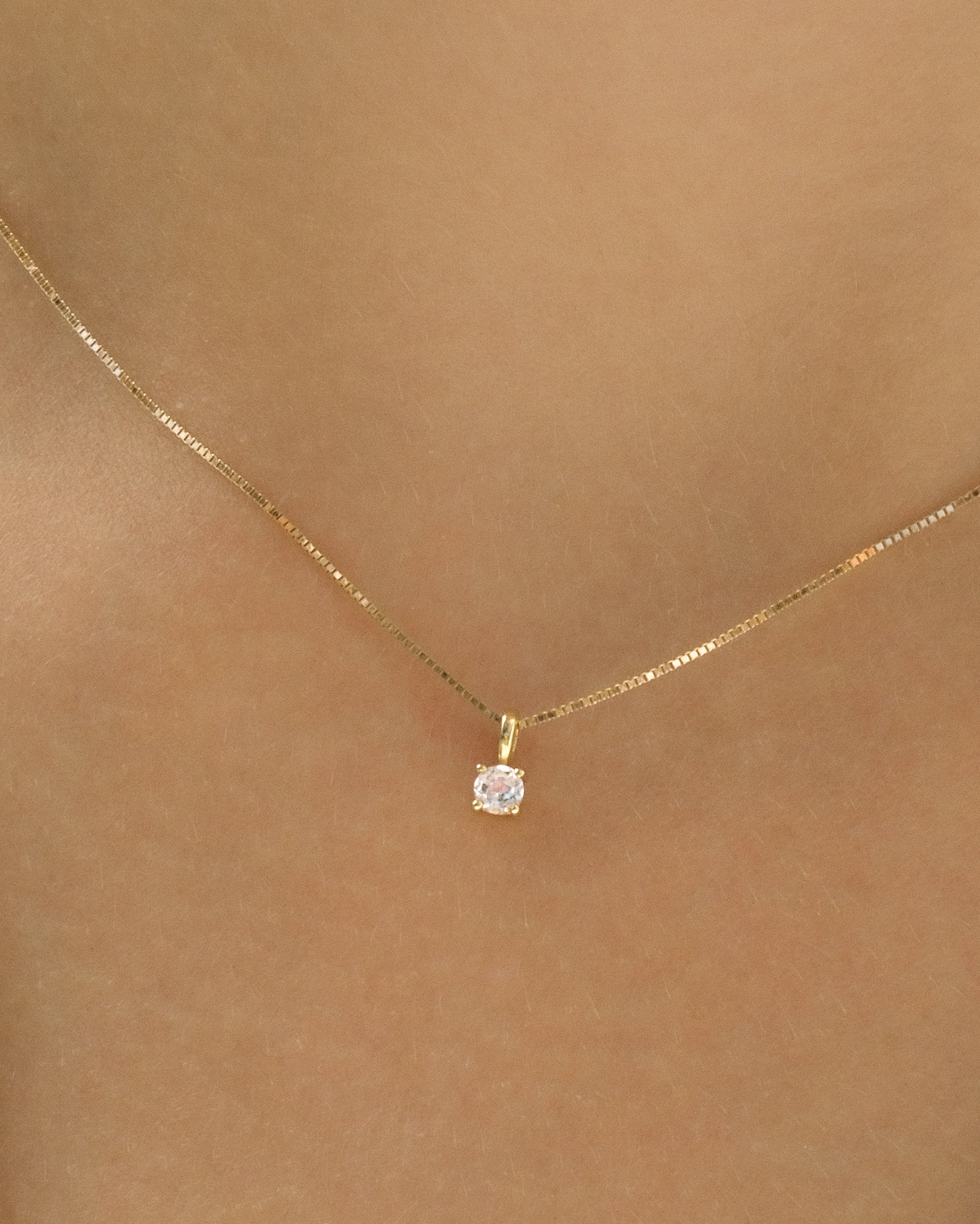 White Sapphire 10K Birthstone Necklace