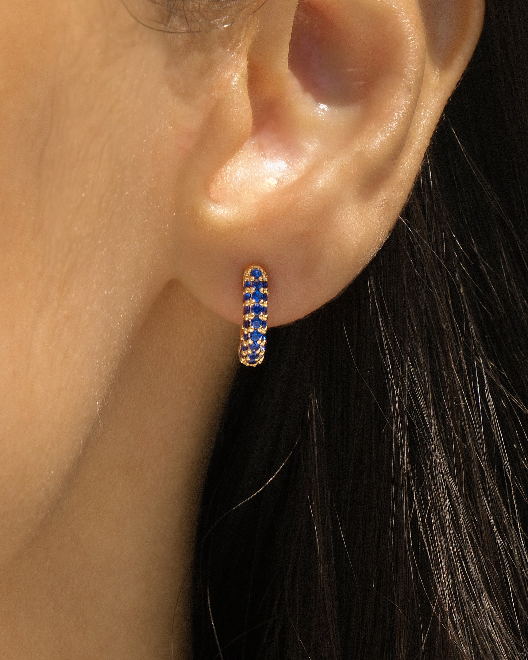 Pavé Blue Sapphire CZ Huggies