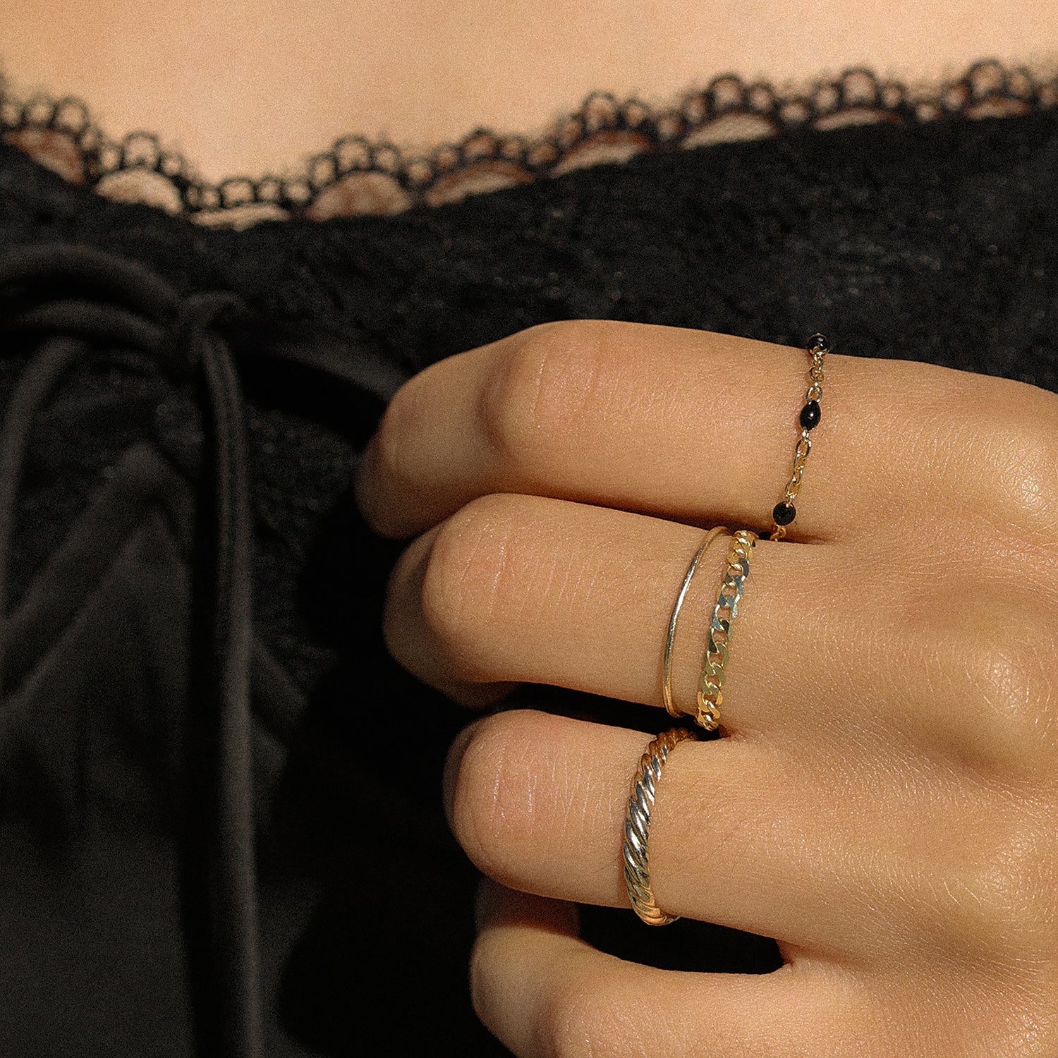 Licorice Candy Chain Ring