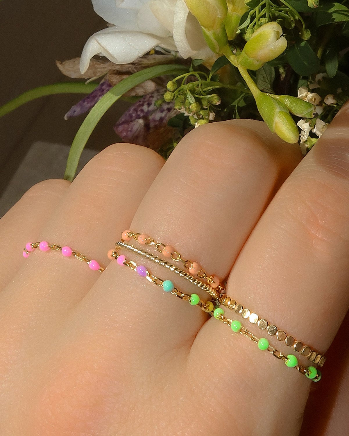 Lime Candy Chain Ring