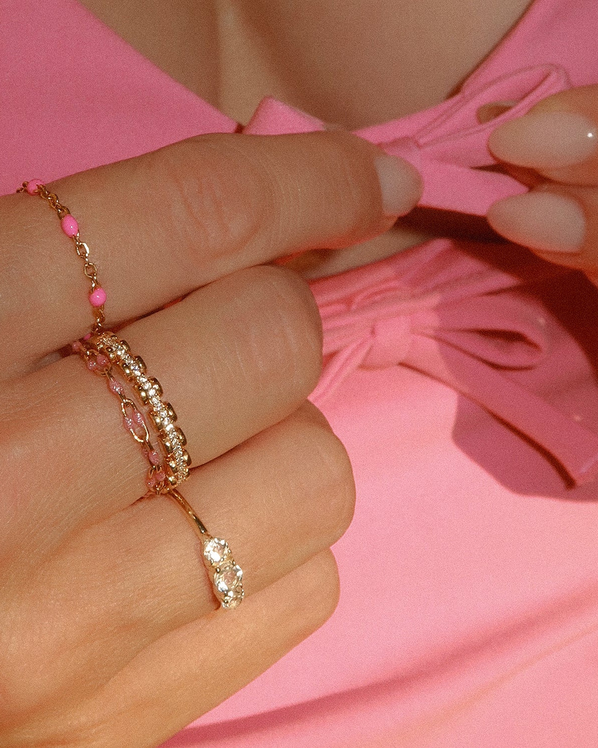 Hot Pink Candy Chain Ring