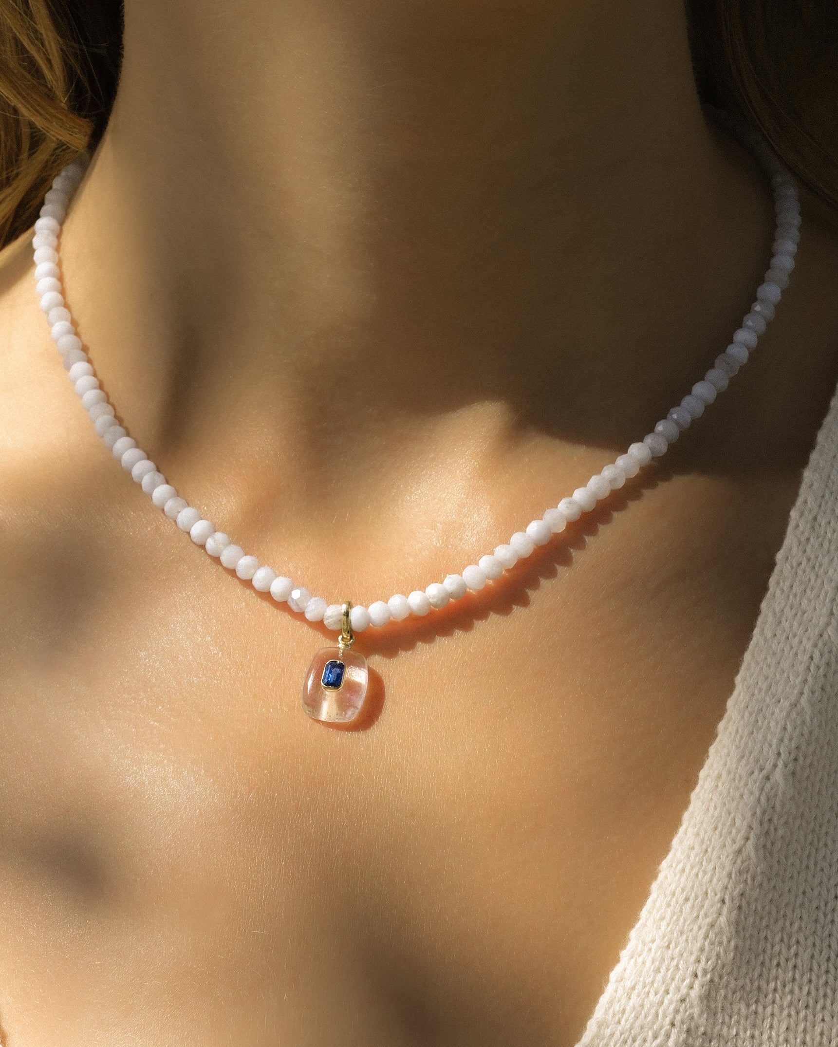 Blue Lace Agate Gemstone Necklace