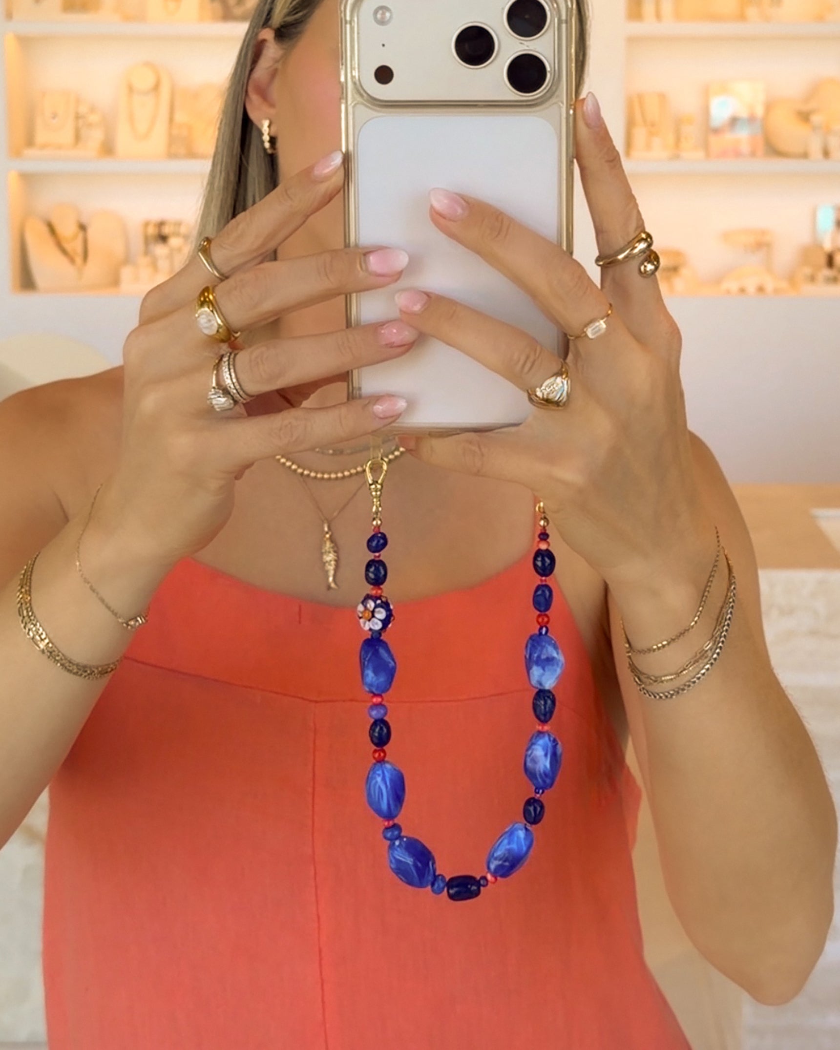 Cobalt Coral Phone Wristlet