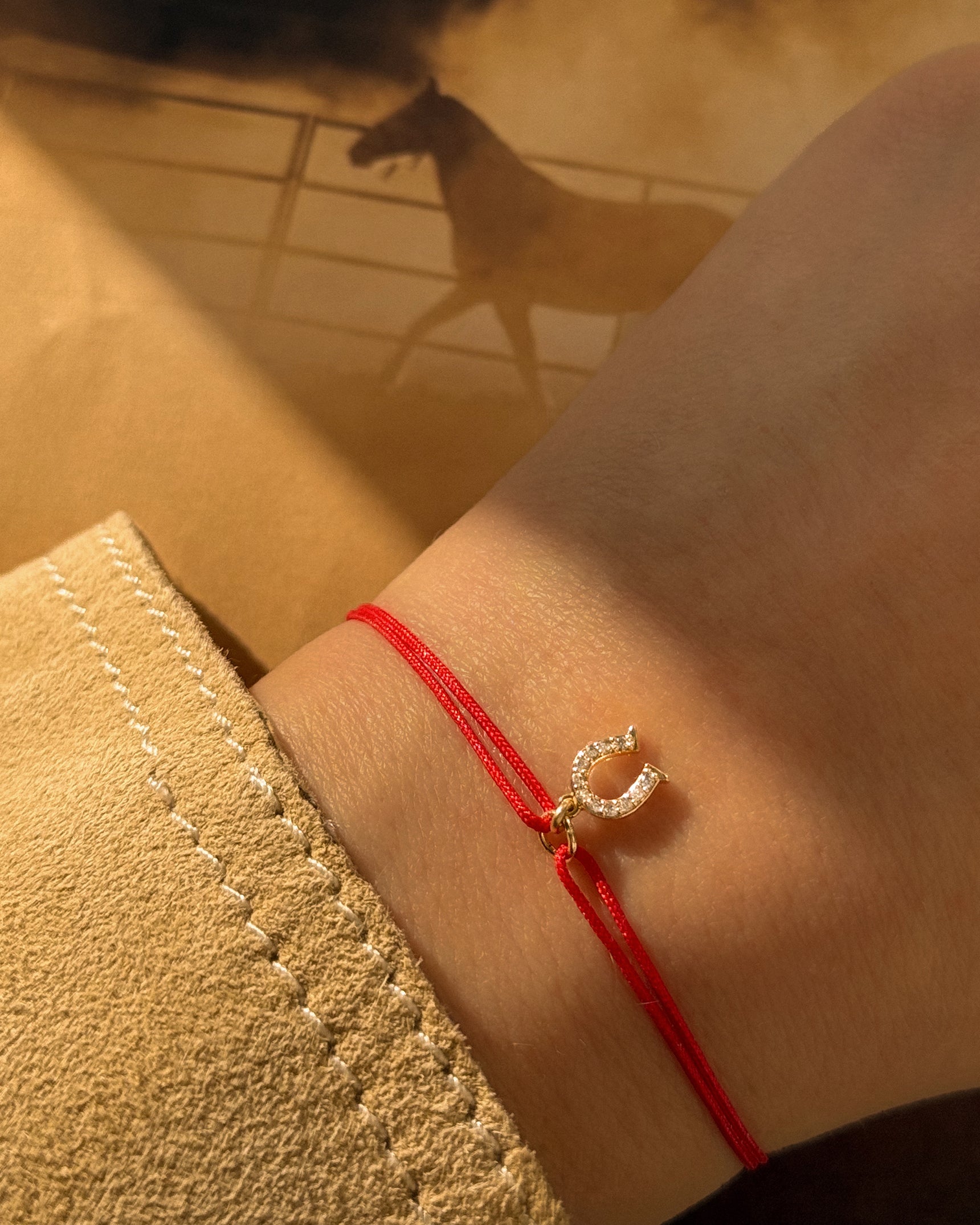 Colored Cord Horseshoe Pavé Bracelet