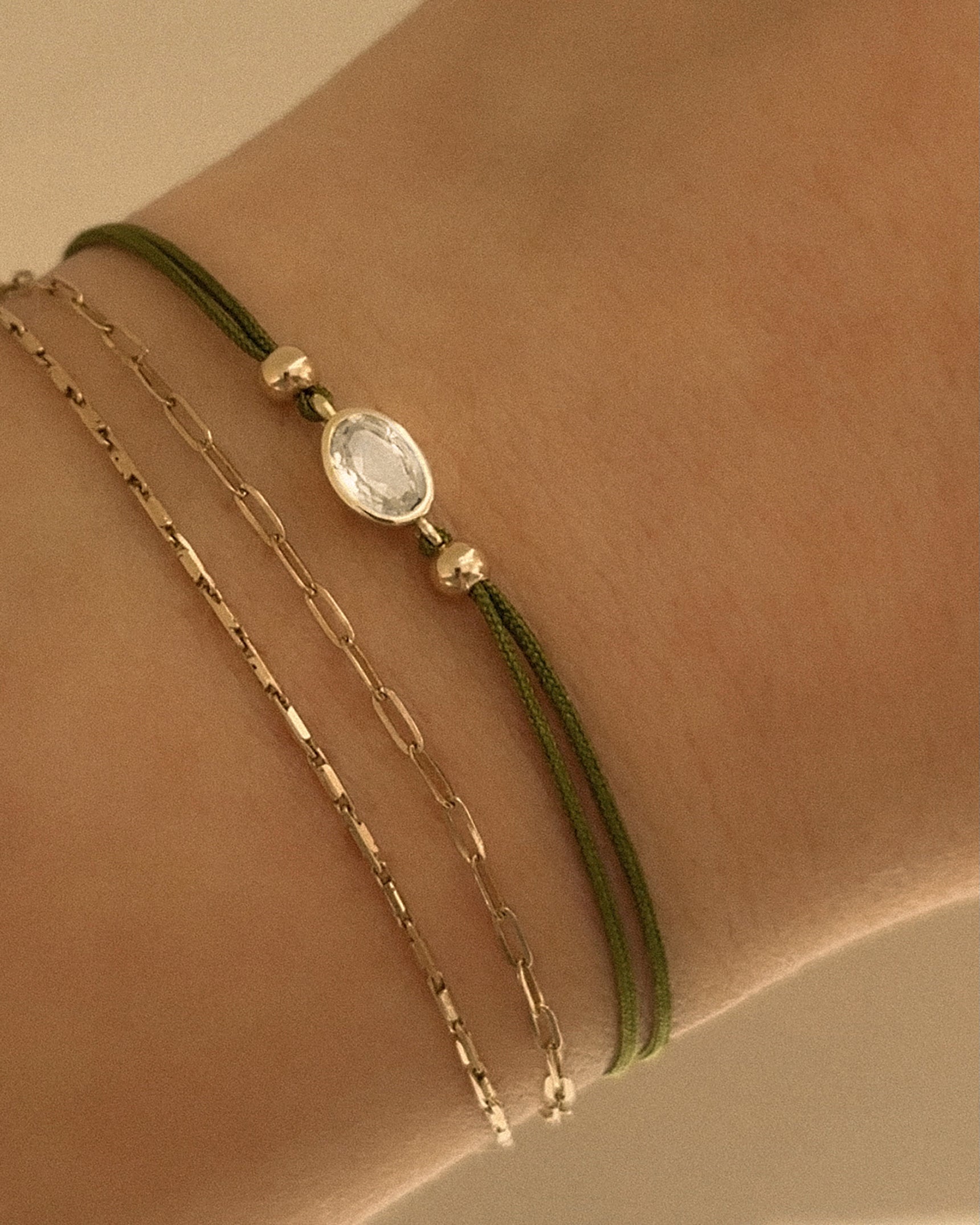 Colored Cord Bezel Oval Bracelet