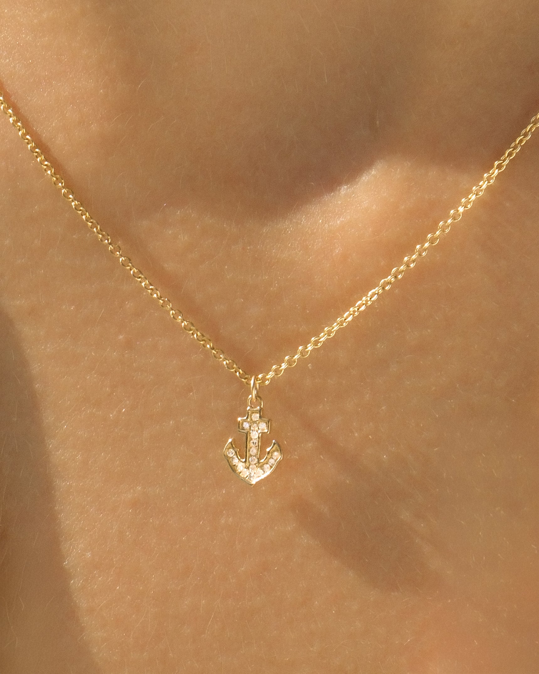Anchor Diamond 14K Necklace
