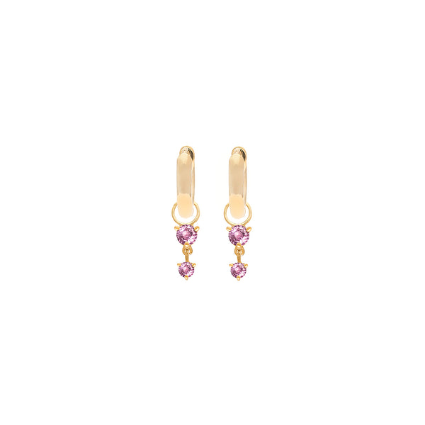 Deux Drop Hoops | Pink Sapphire