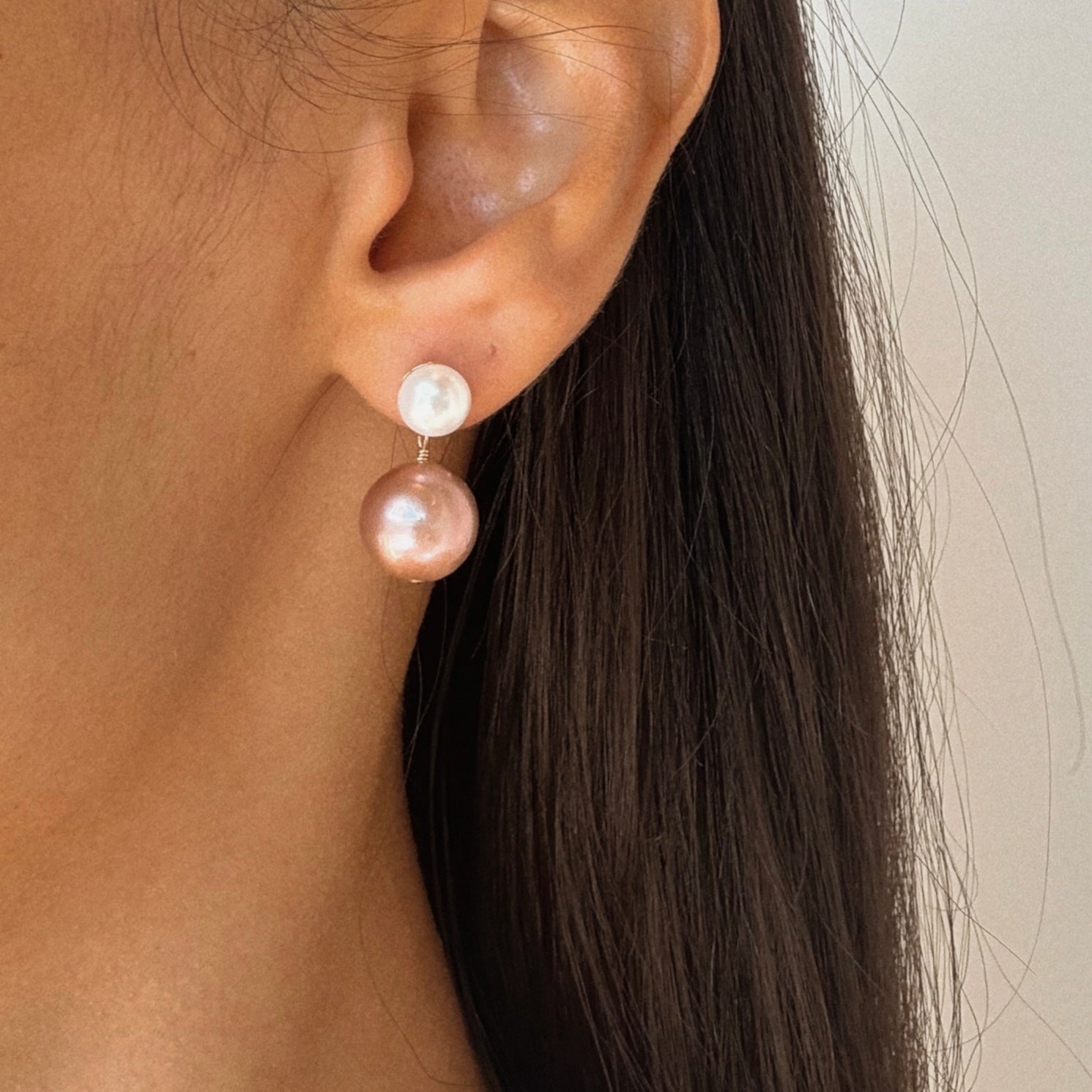 Dual Pearl Drop Earrings