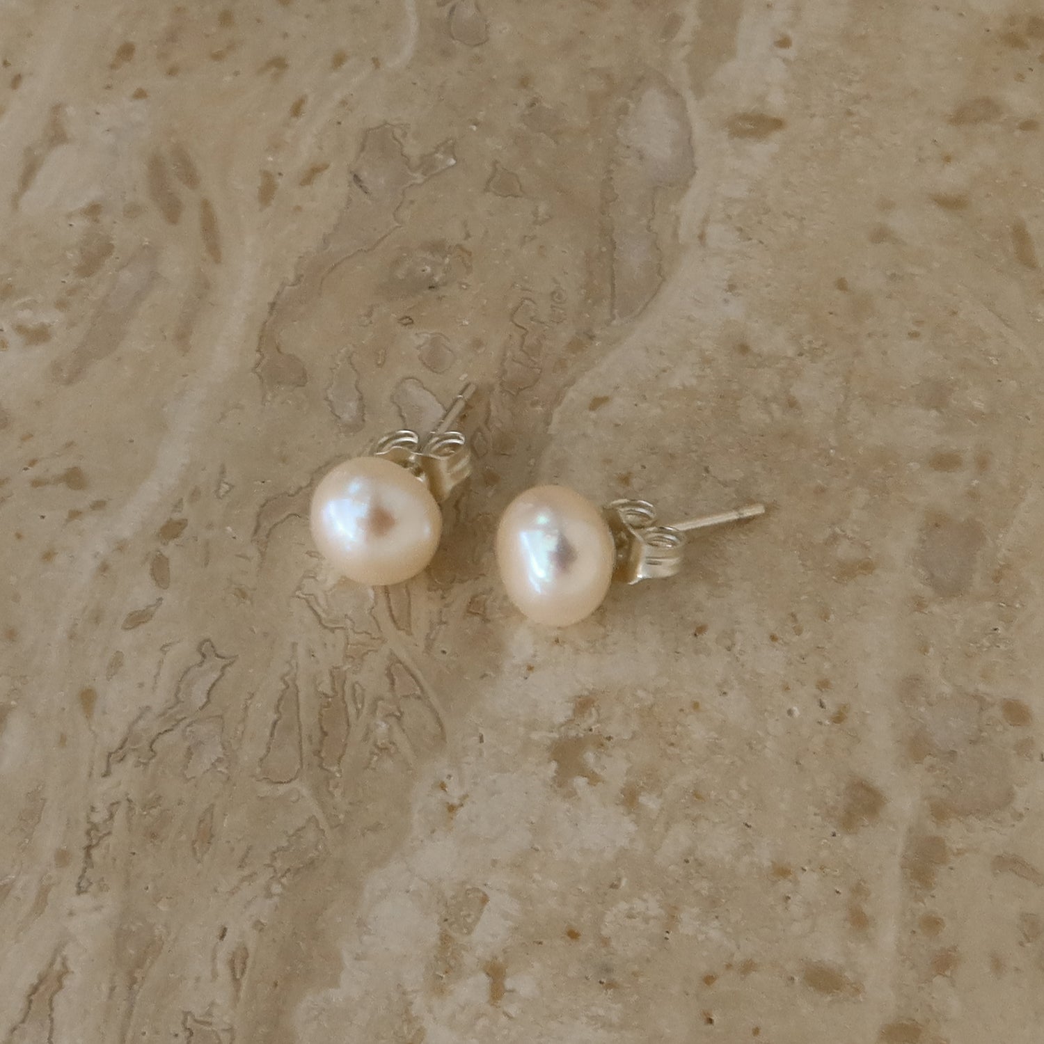 7.5mm Button White Pearl Studs