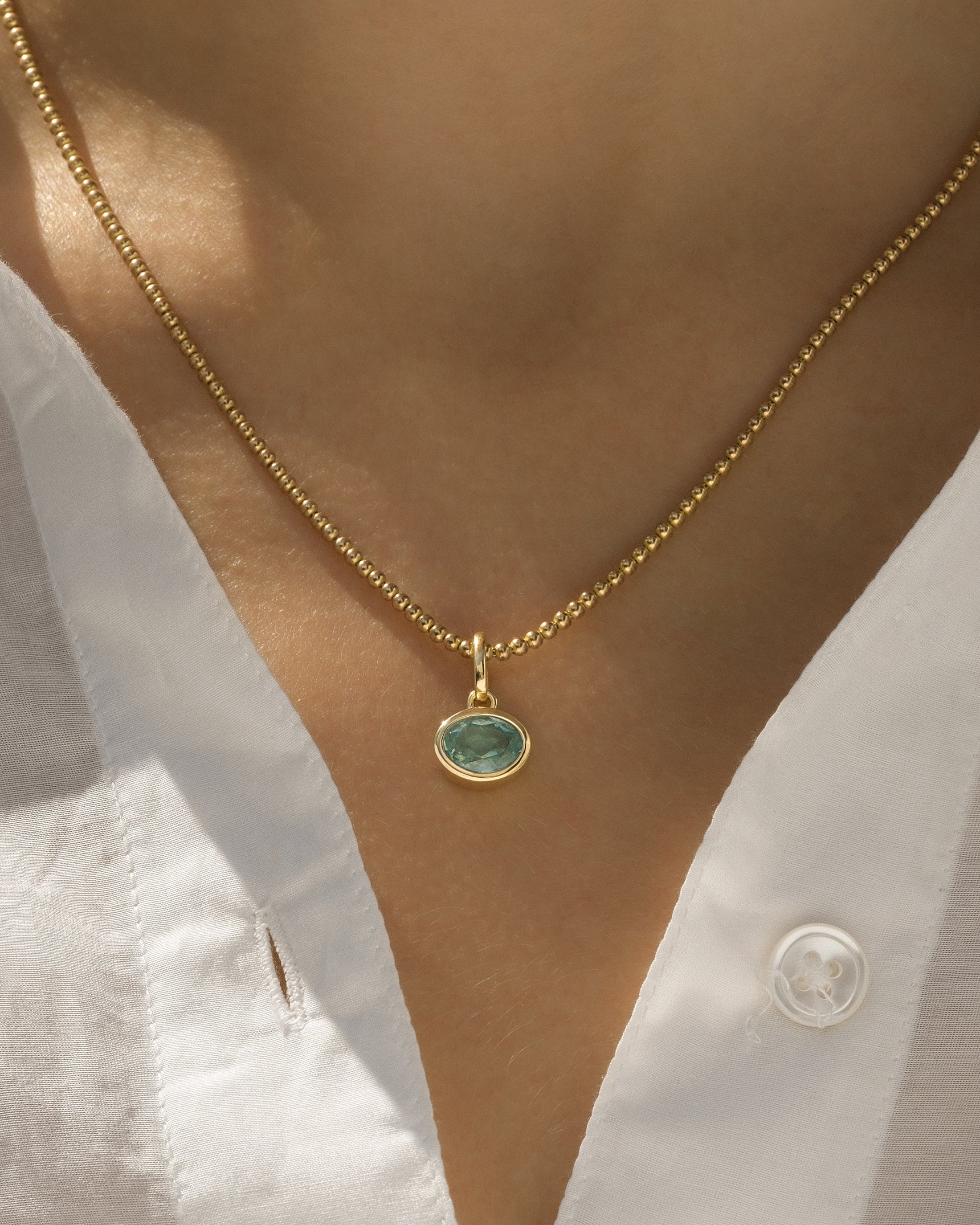 East-West Blue Tourmaline Pendant