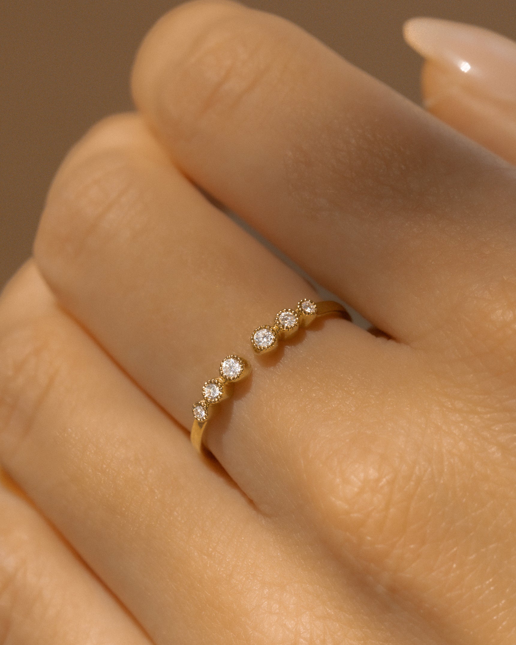 Cascade Diamond Bezel 14K Ring
