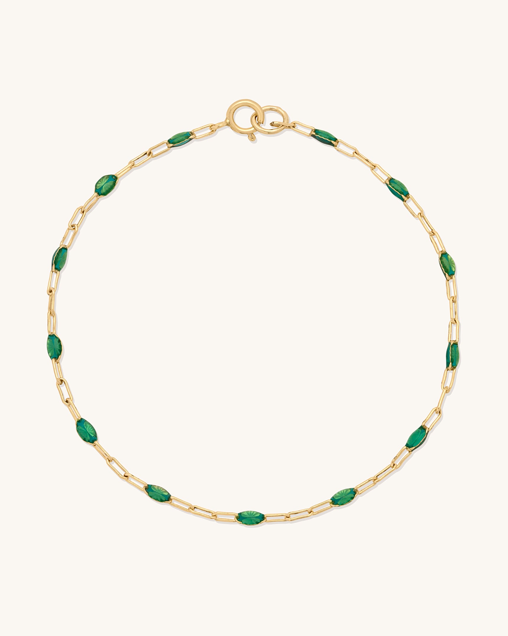 Emerald Gem Drop Chain Anklet
