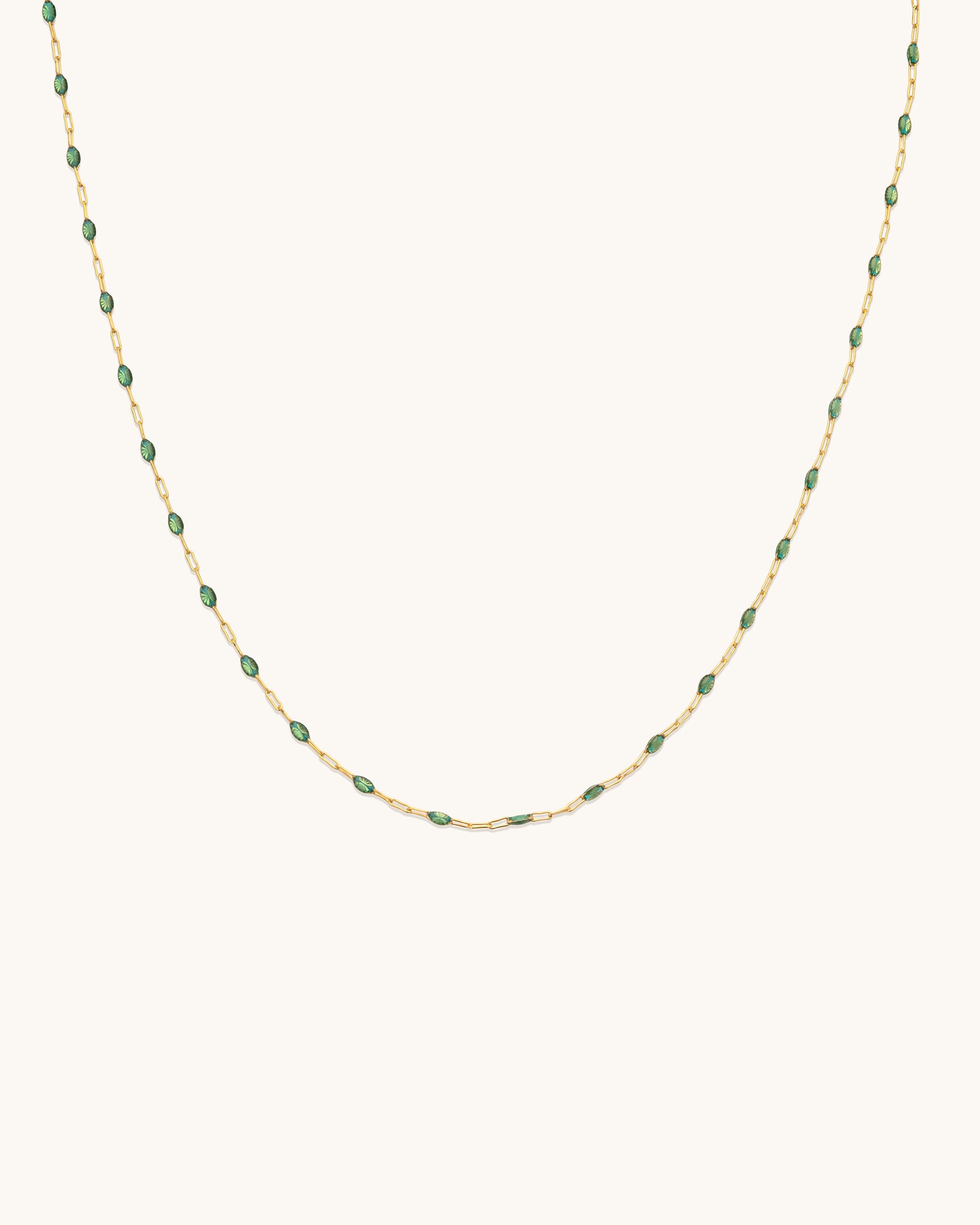 Emerald Gem Drop Chain Necklace