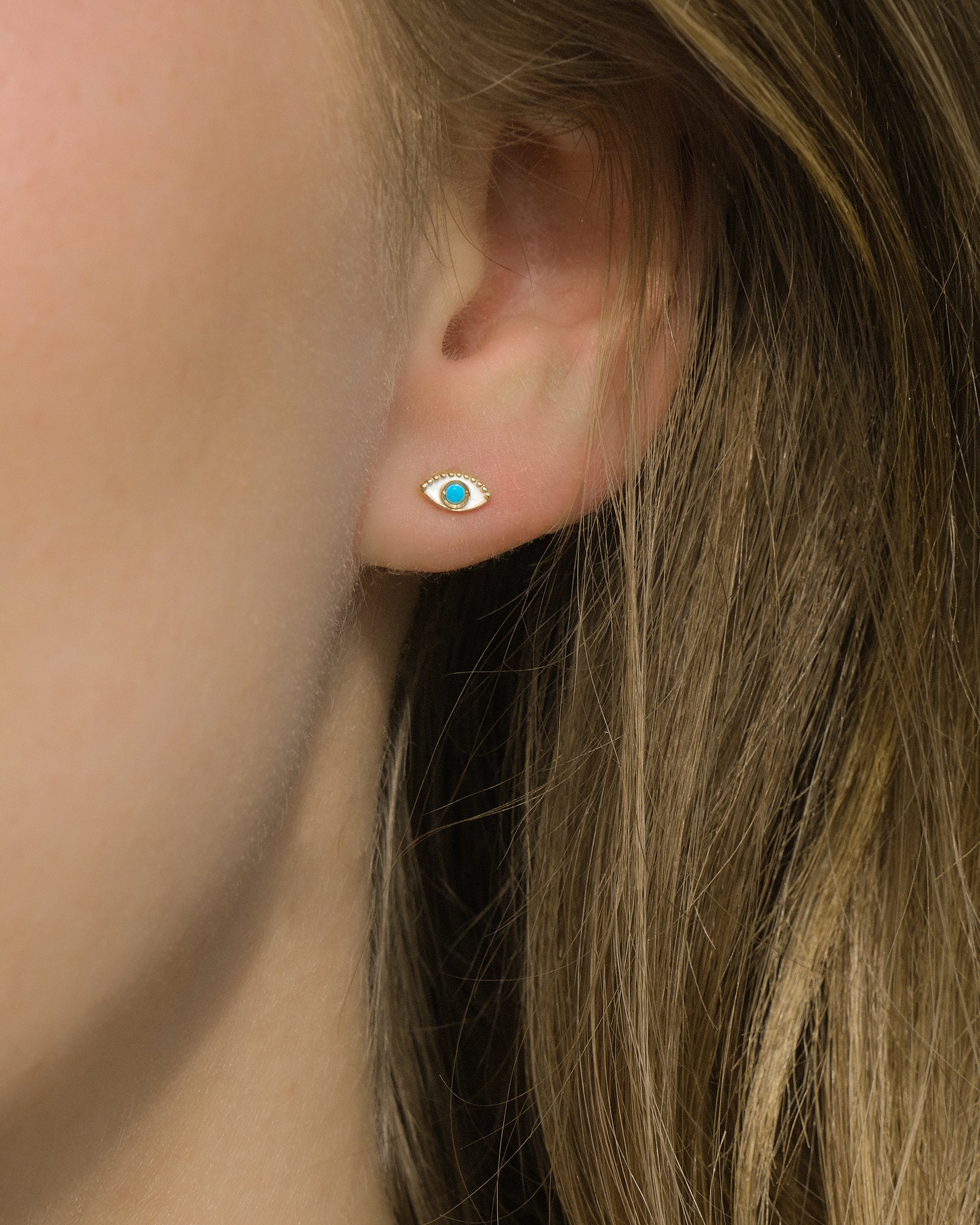 Evil Eye Enamel 10K Studs