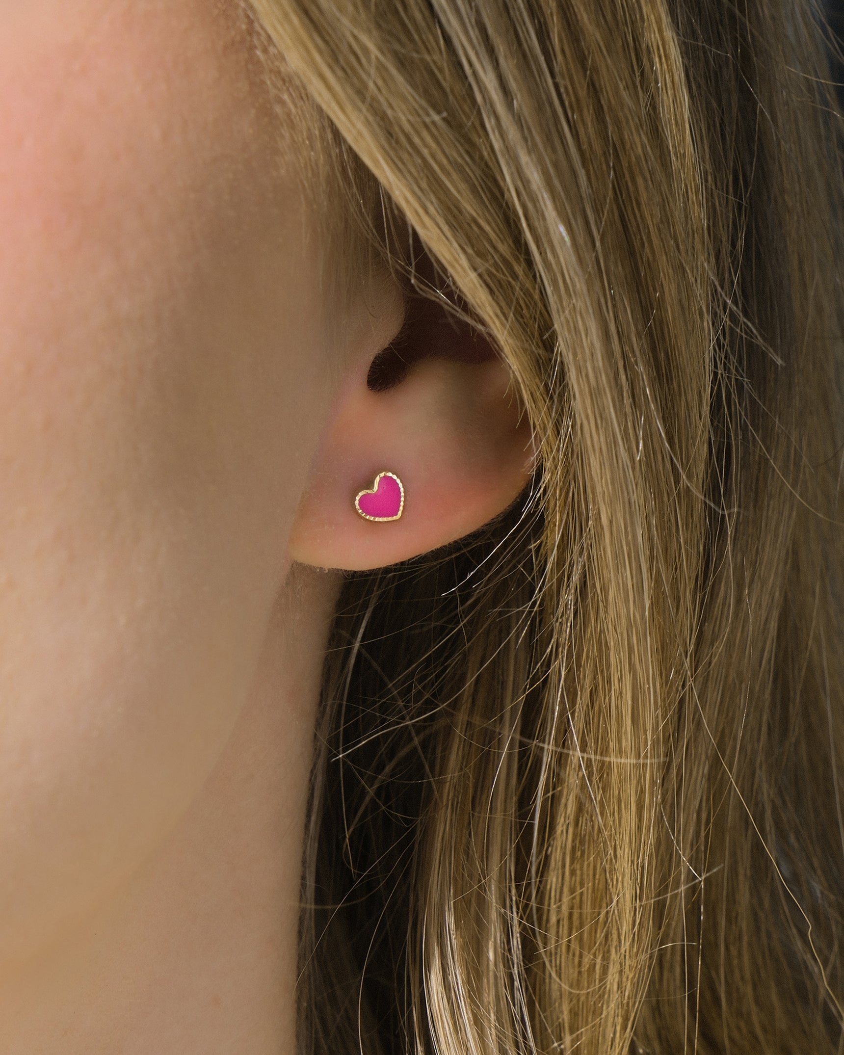 Heart Enamel 10K Studs