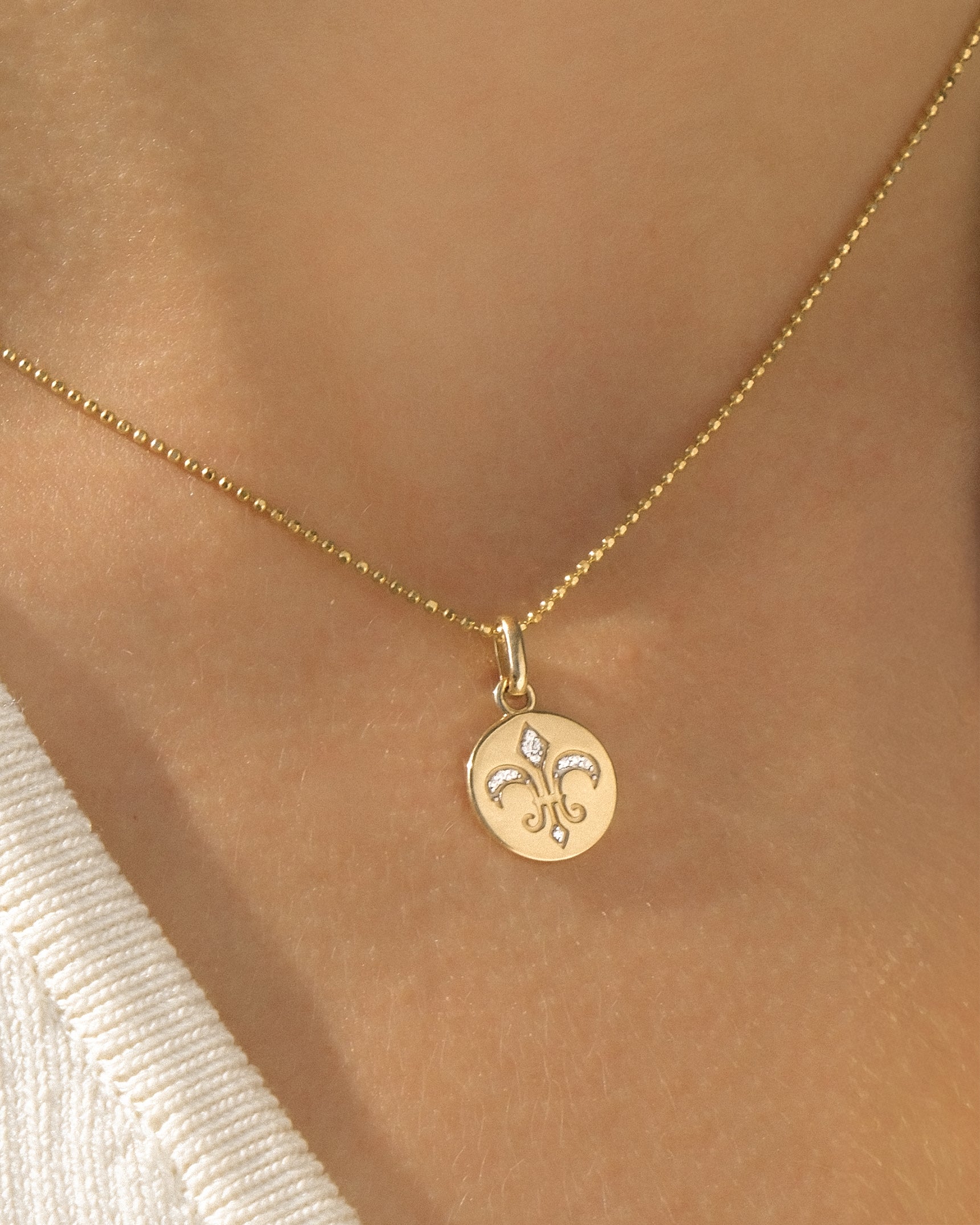 Fleur-De-Lis Diamond 14K Necklace
