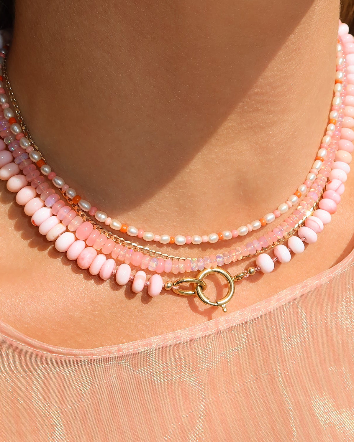 Barbie Pink Opal Gemstone Necklace
