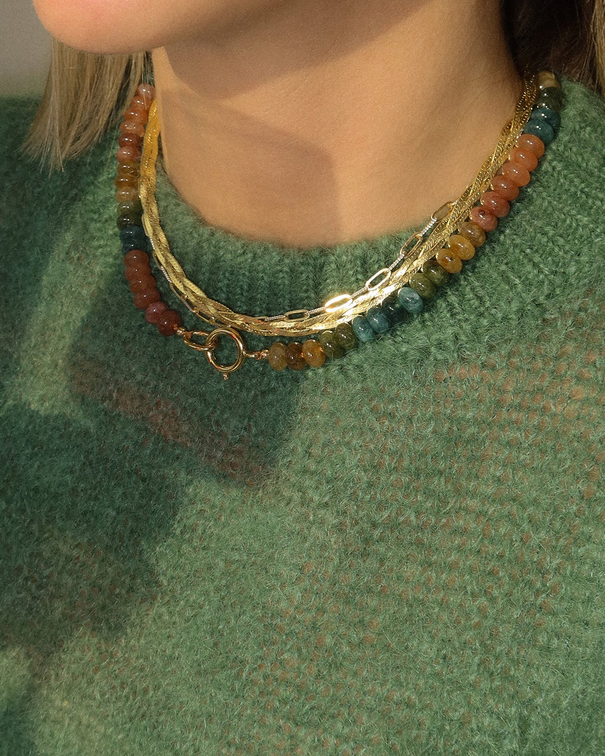 Multi-Shaded Quartz Gemstone Necklace