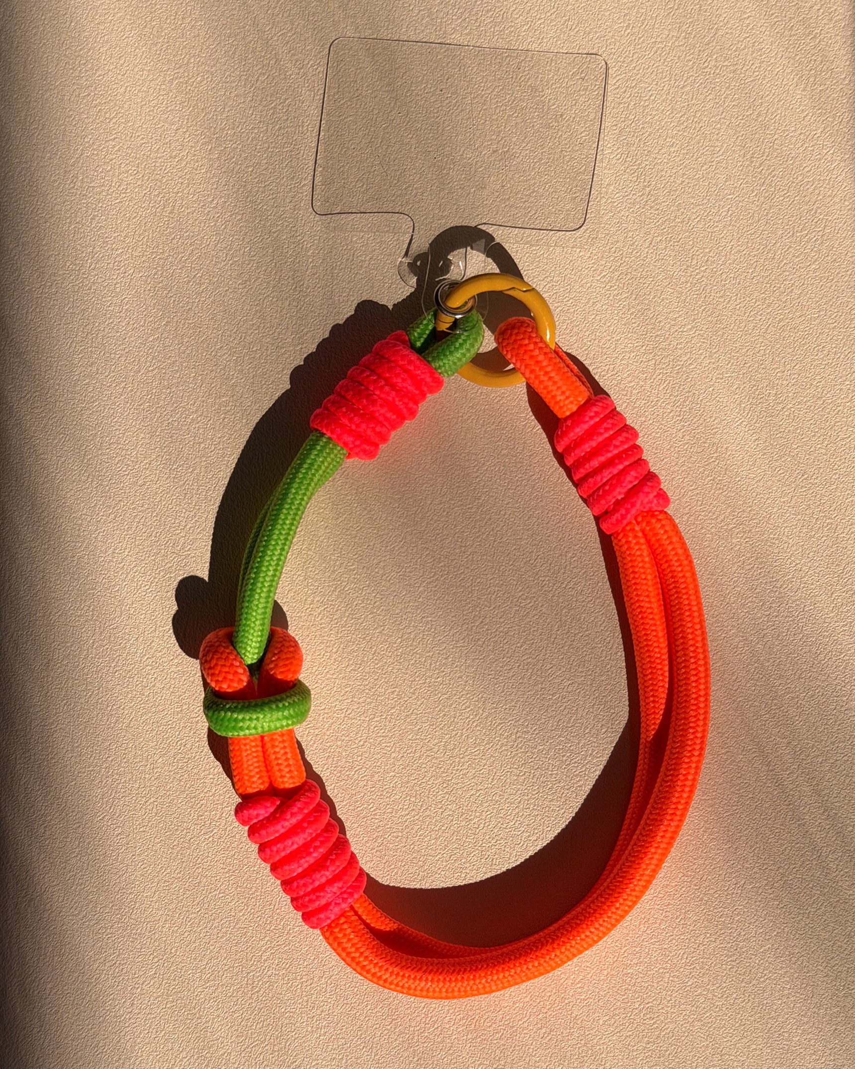 Braided Pink, Green & Orange Nylon Phone Wristlet