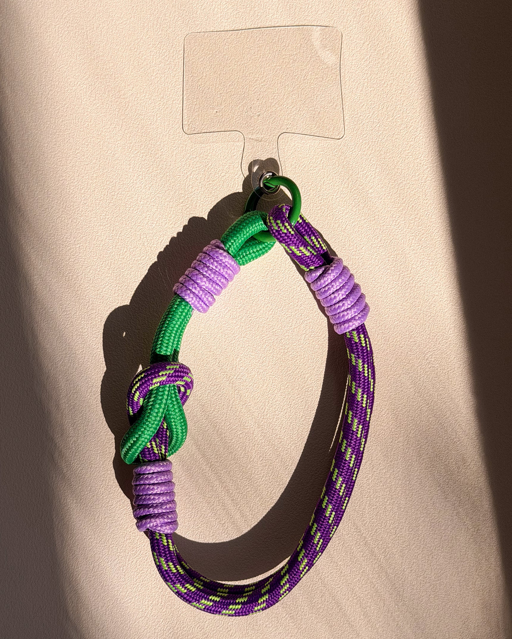 Braided Green & Purple Nylon Phone Wristlet