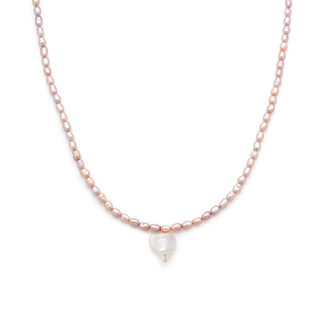 Heart Pearl Necklace | Mauve Pearl
