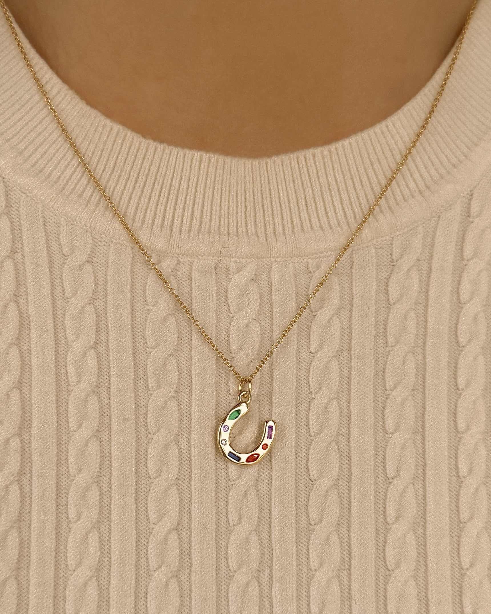 Horseshoe Gemstone Necklace