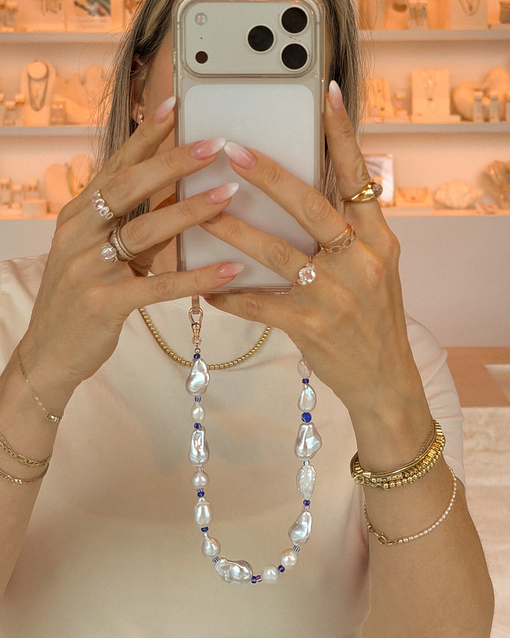 Mediterranean Pearl Phone Wristlet