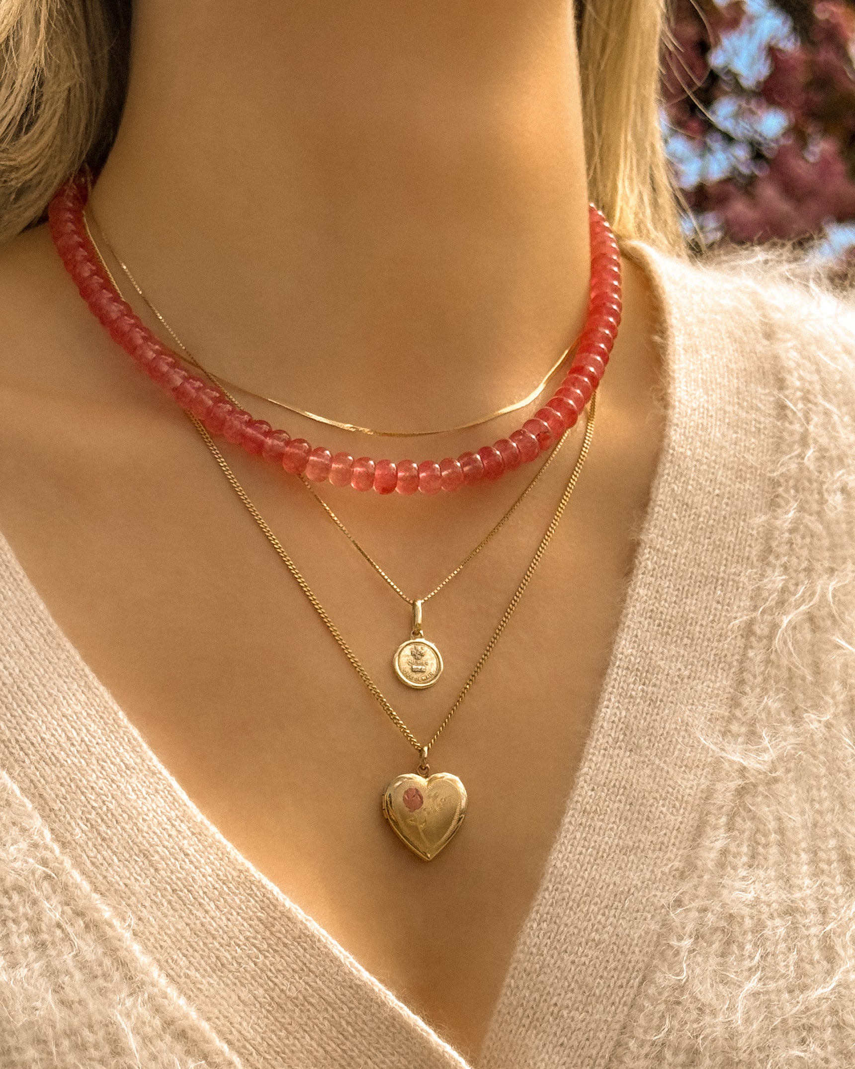 Cherry Quartz Gemstone Necklace
