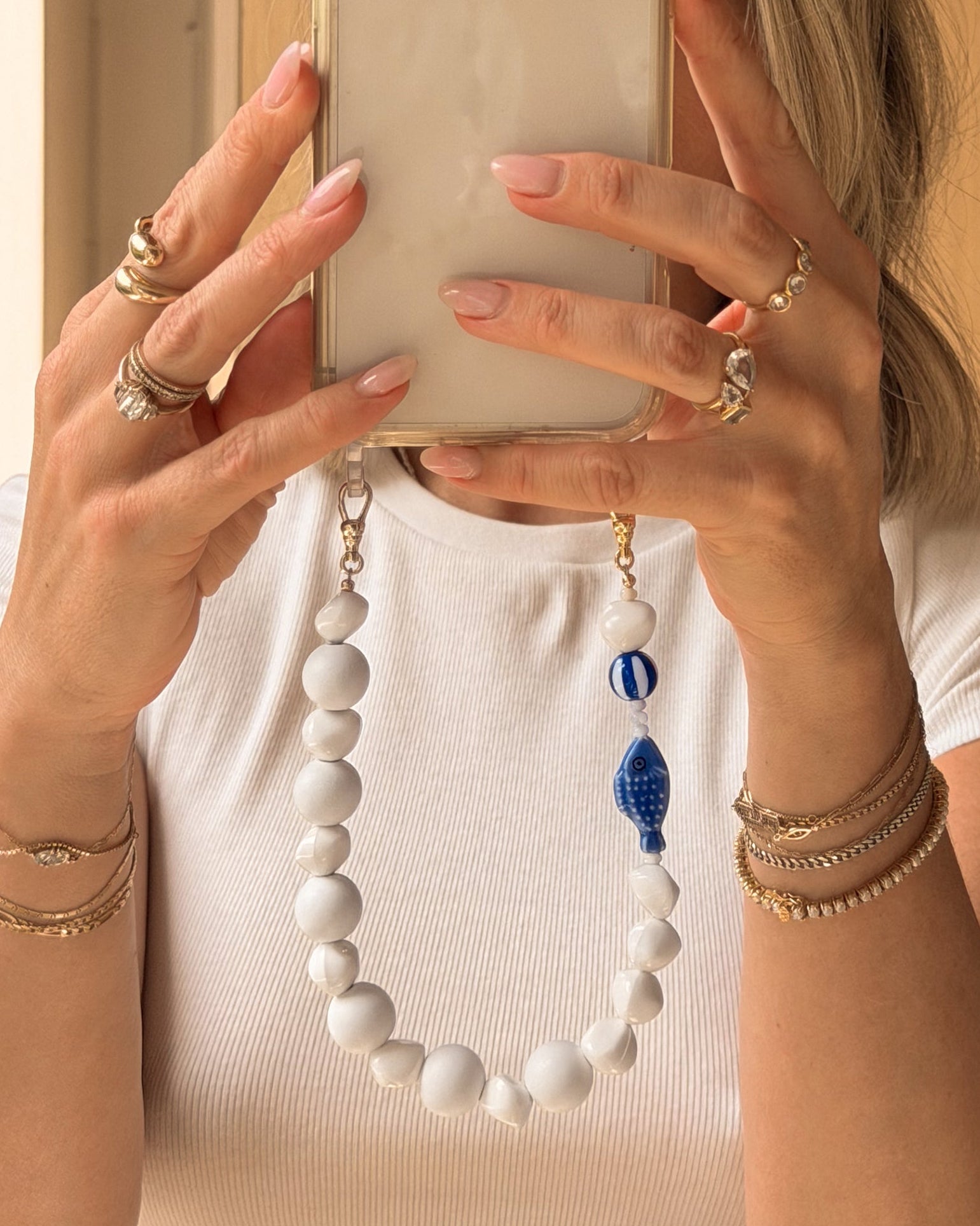 Mykonos White Phone Wristlet