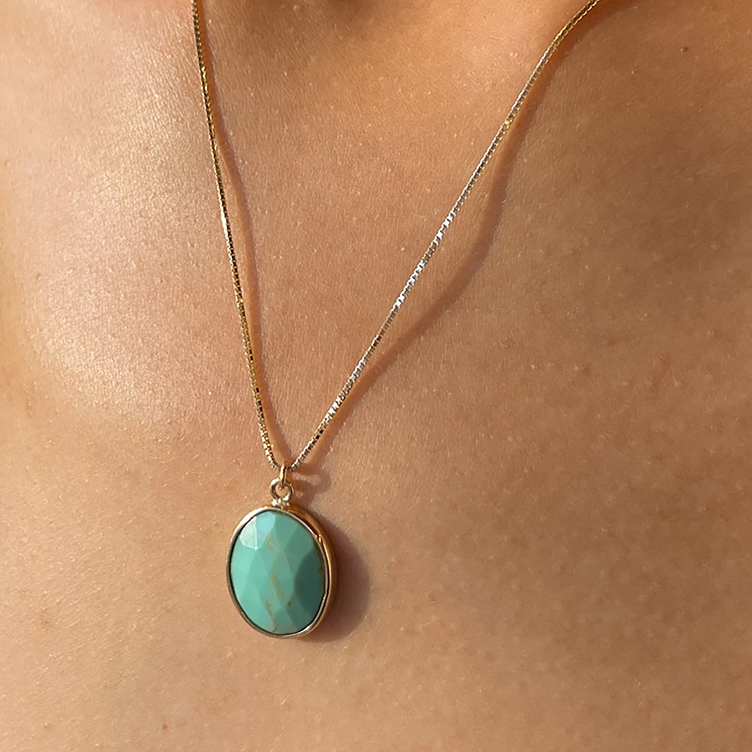 Turquoise 14K Freeform Necklace