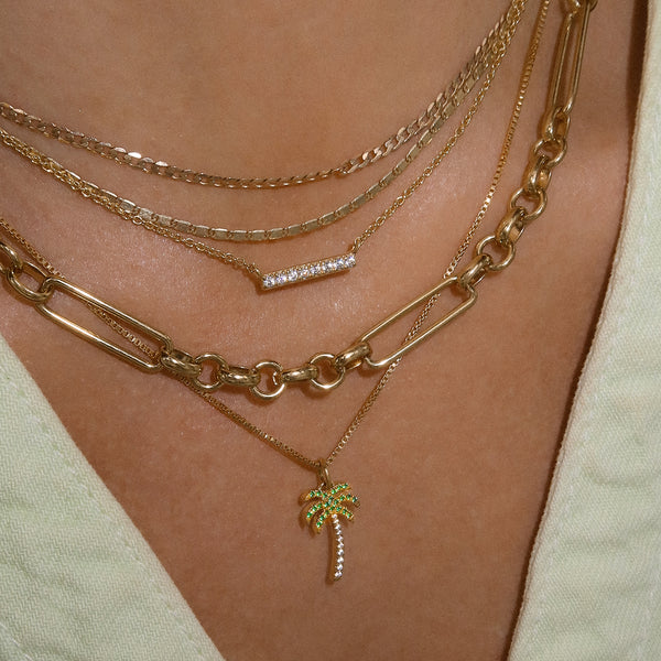 Palm Tree Necklace  | Gold & CZ