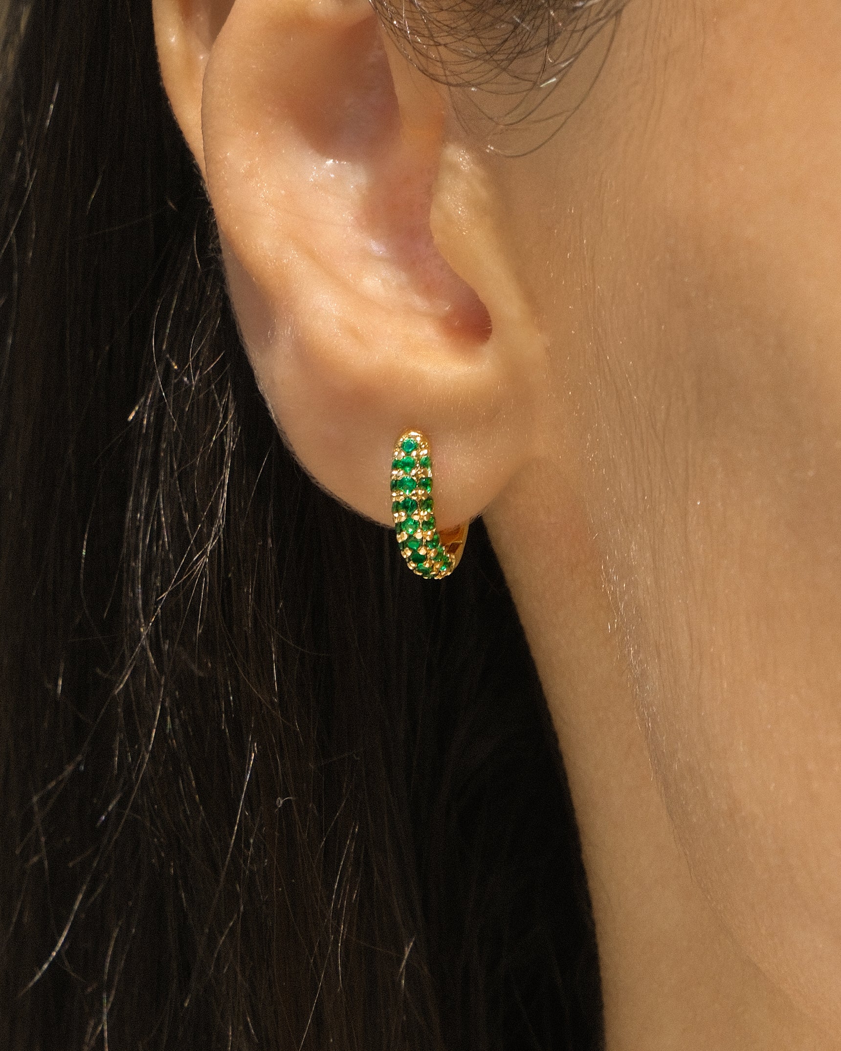 Pavé Emerald CZ Huggies