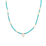 Pearl Cross Necklace | Turquoise