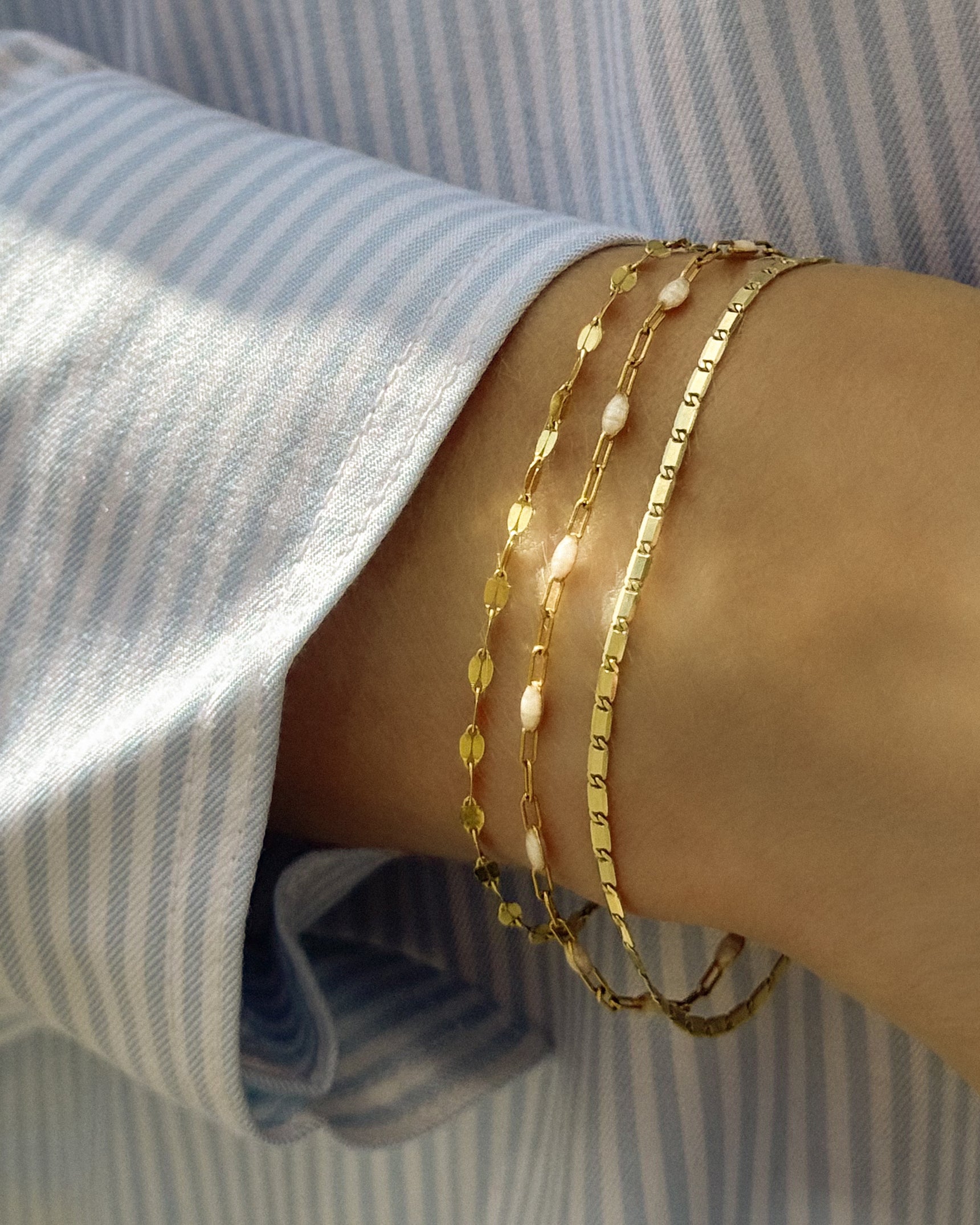 Pearlescent Gem Drop Chain Anklet