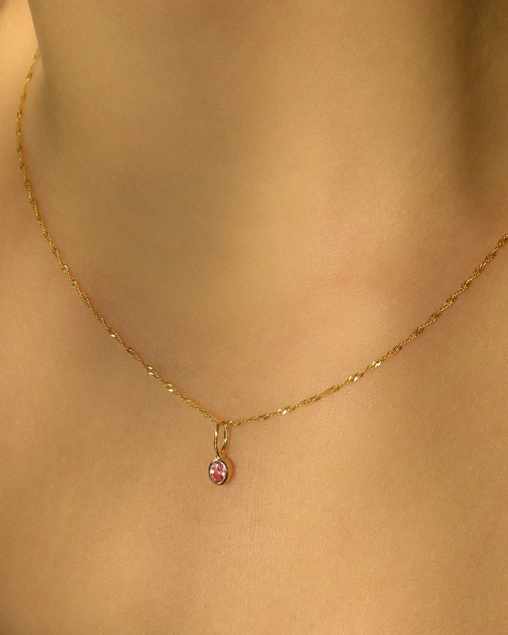 Petite Oval Pink Sapphire Pendant