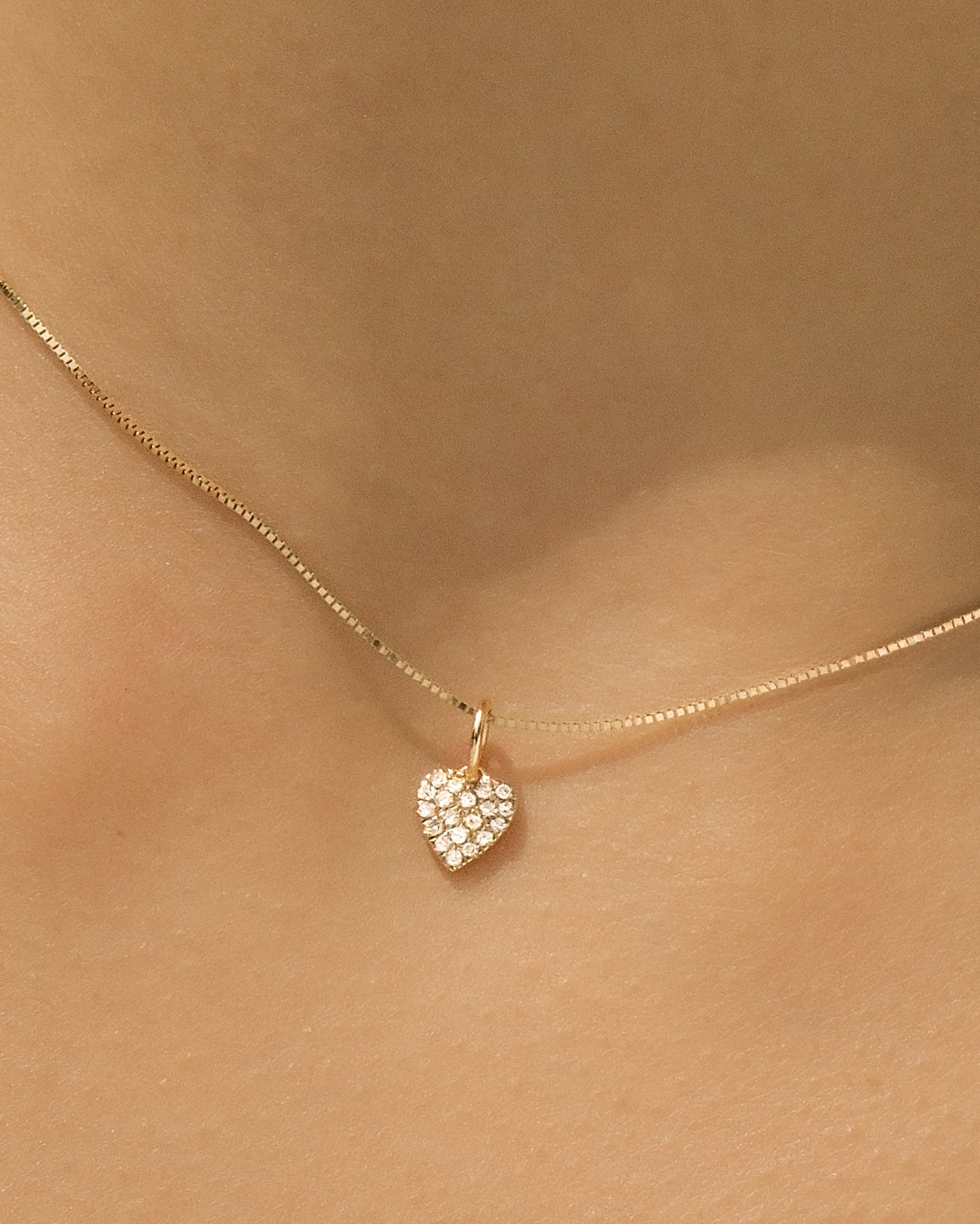 Petite Diamond Pave 14K Heart Necklace