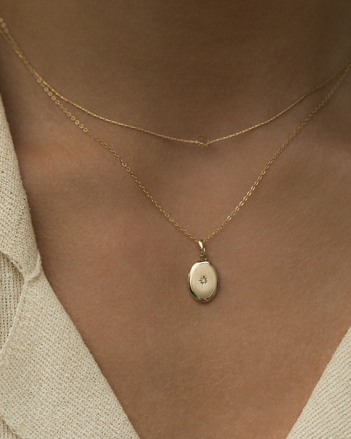 Petite Oval Diamond Locket