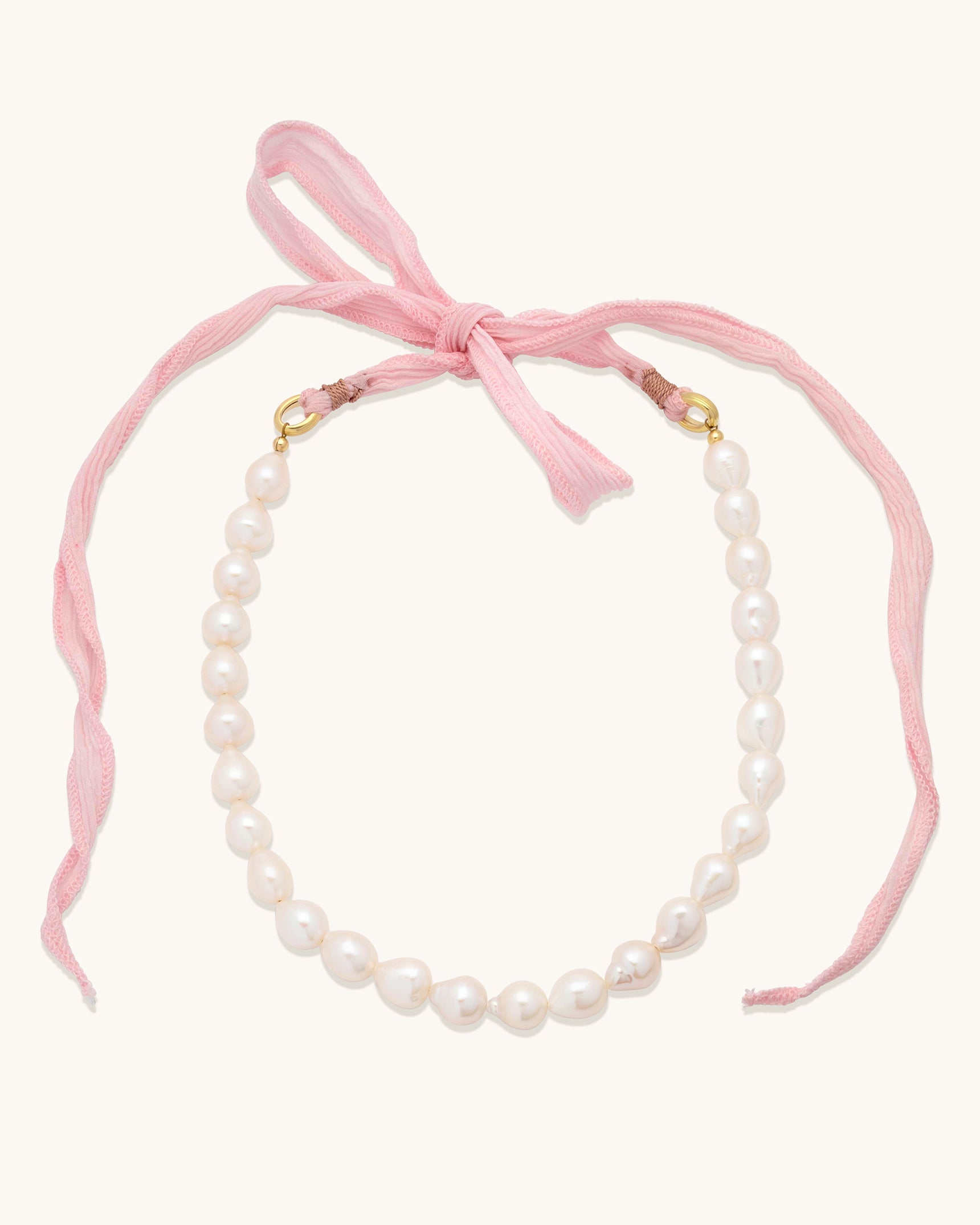 Ballet Pink Silk Bow Necklace