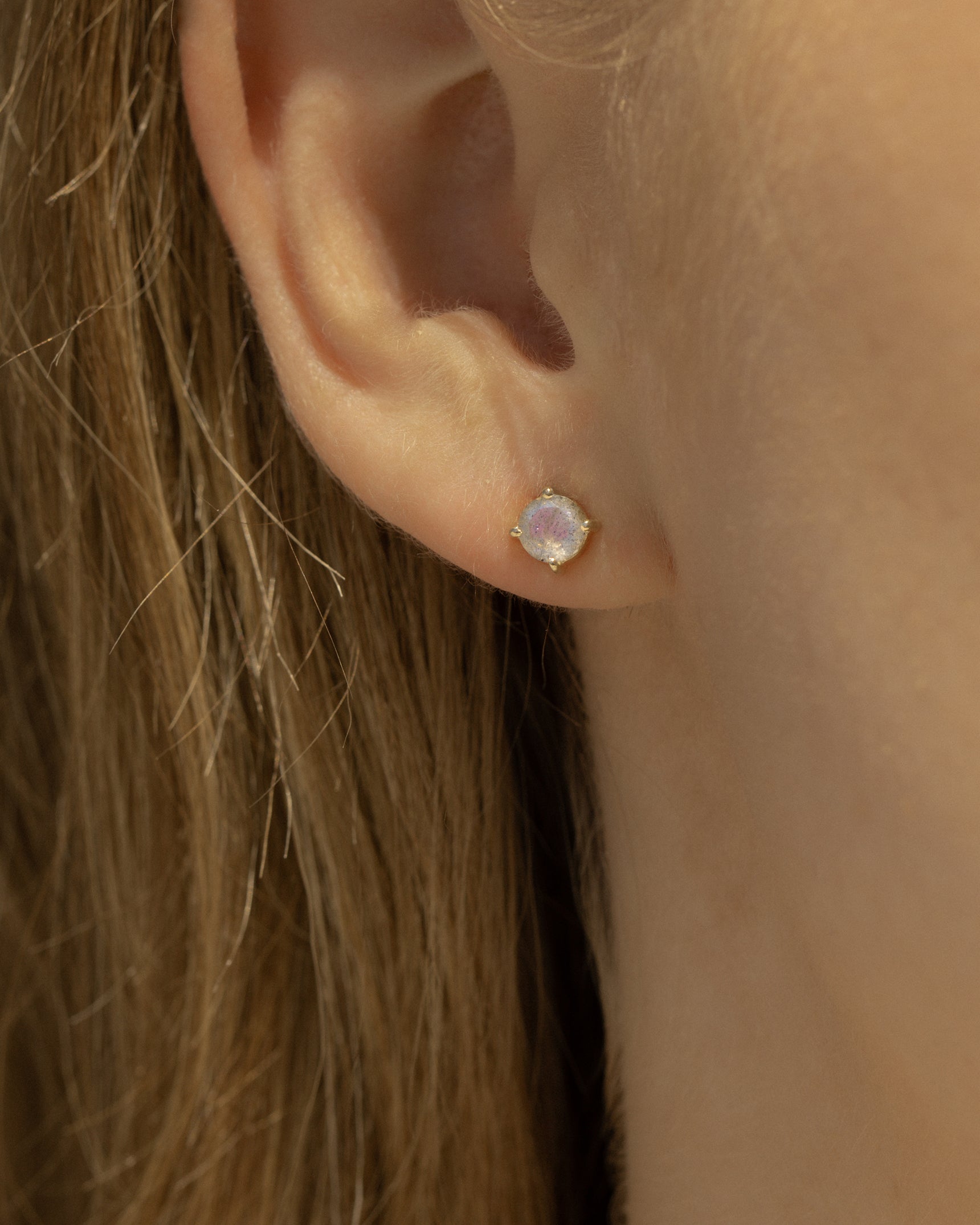 Petite Prong Labradorite Studs