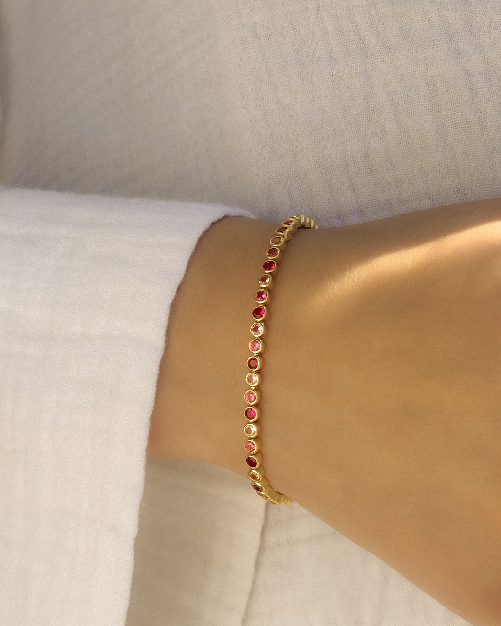 Pink Sapphire Bezel Tennis Bracelet