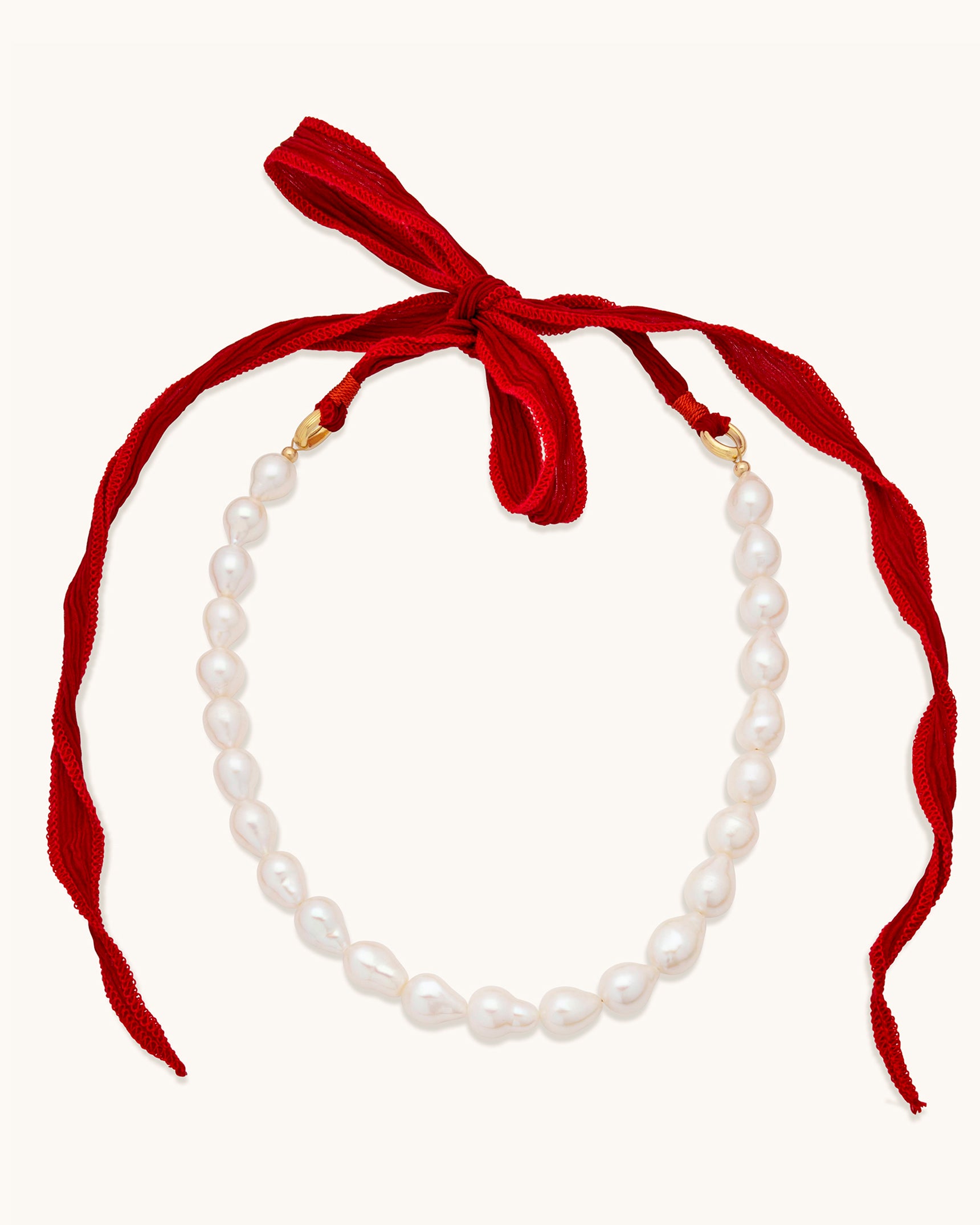 Ruby Red Silk Bow Necklace