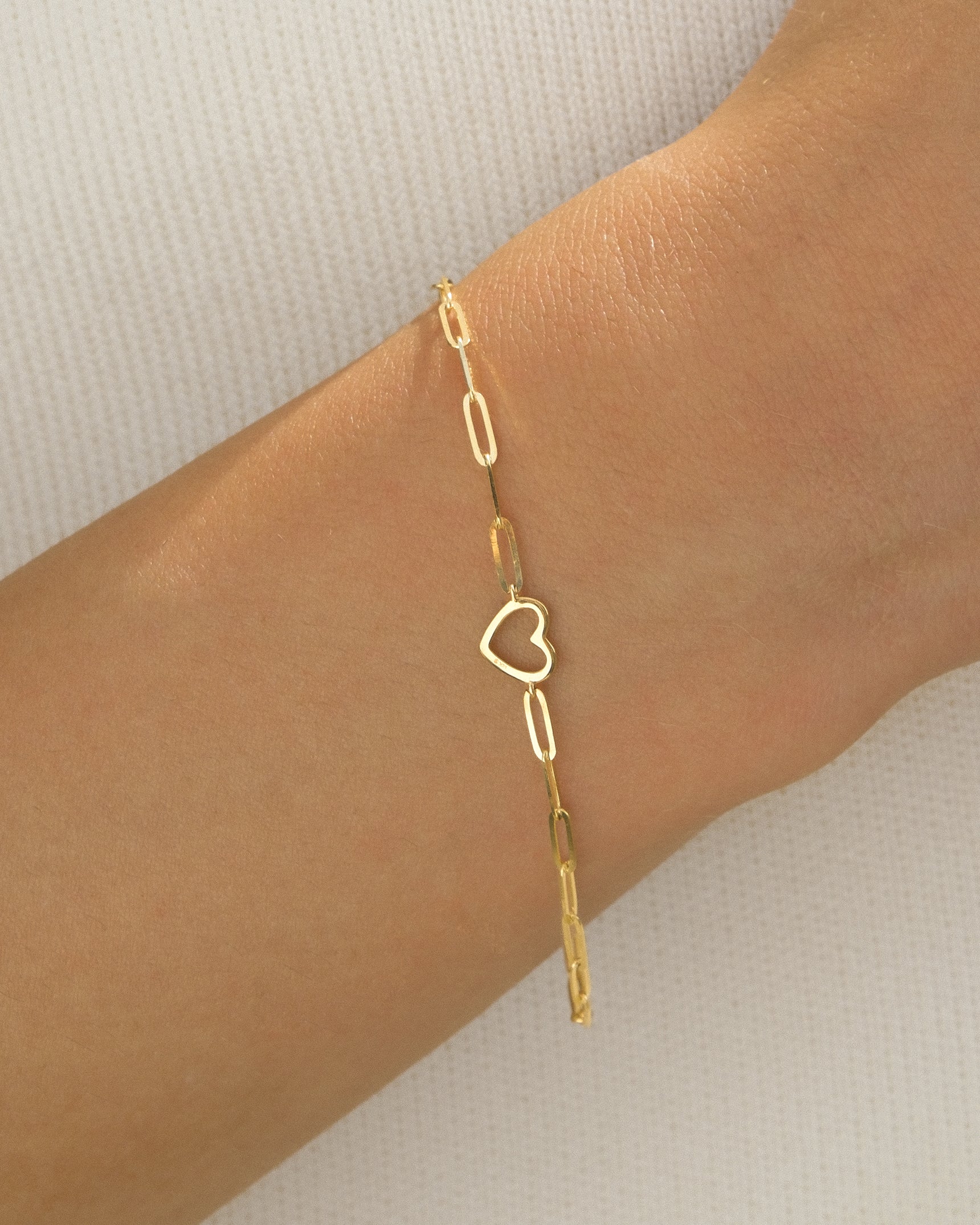 Silhouette Heart Connector 14K Bracelet