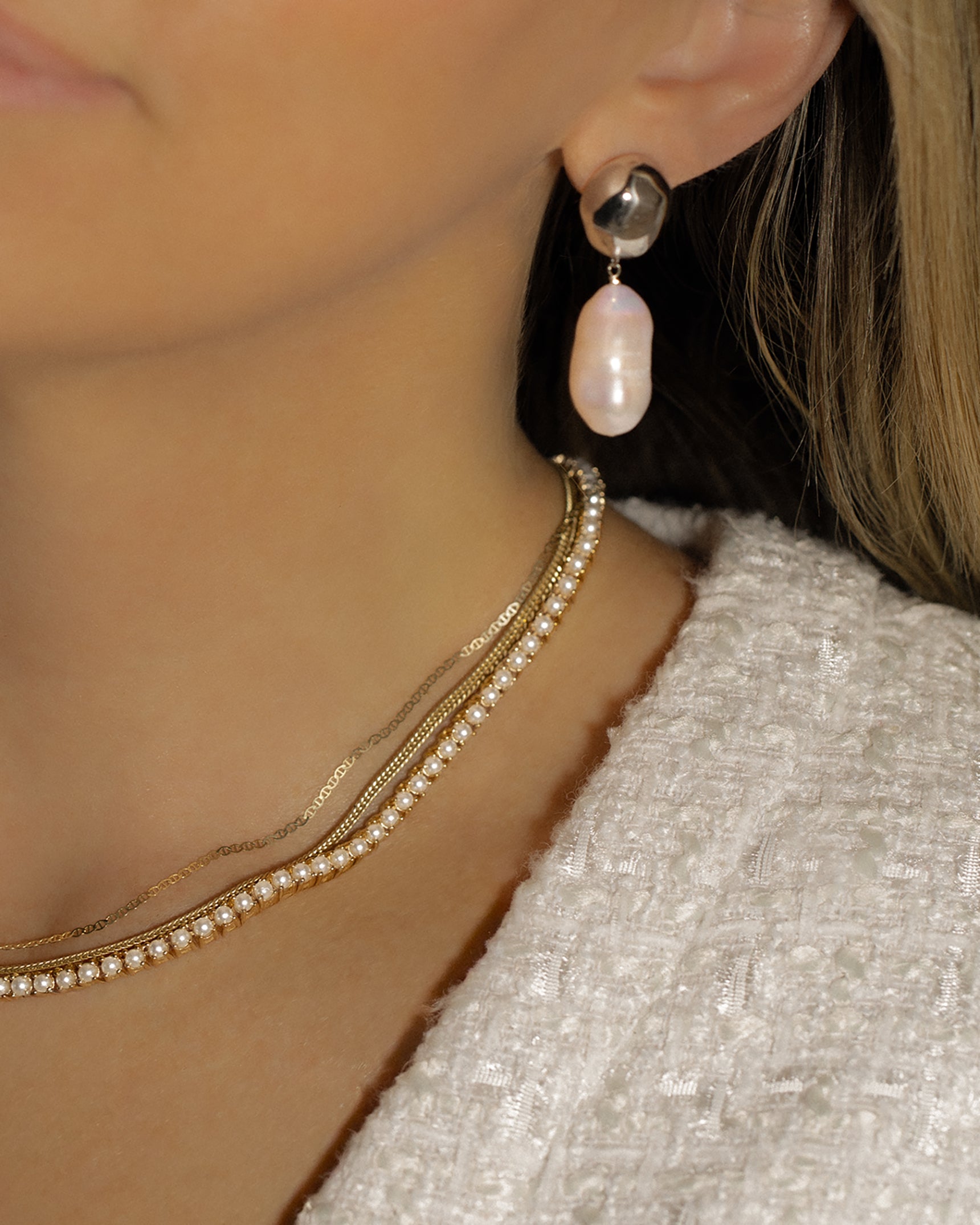 Tennis Pearl Necklace