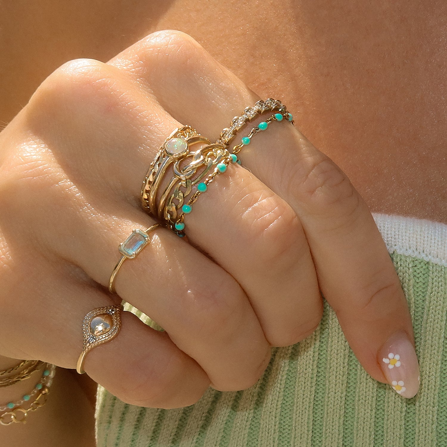 Turquoise Candy Chain Ring